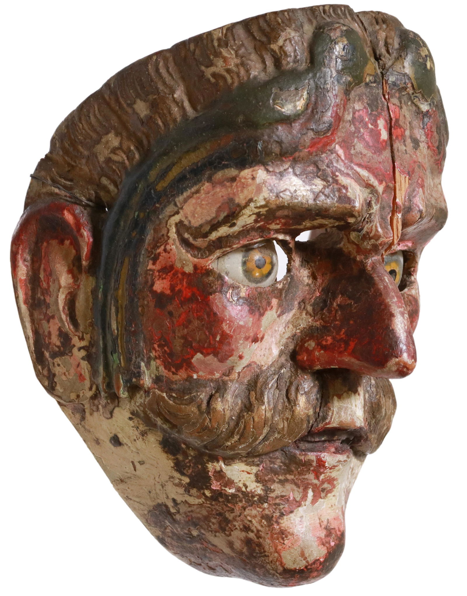 FOLK ART CARVED WOOD MASK, TECUN UMAN, GUATEMALA (1 of 3)