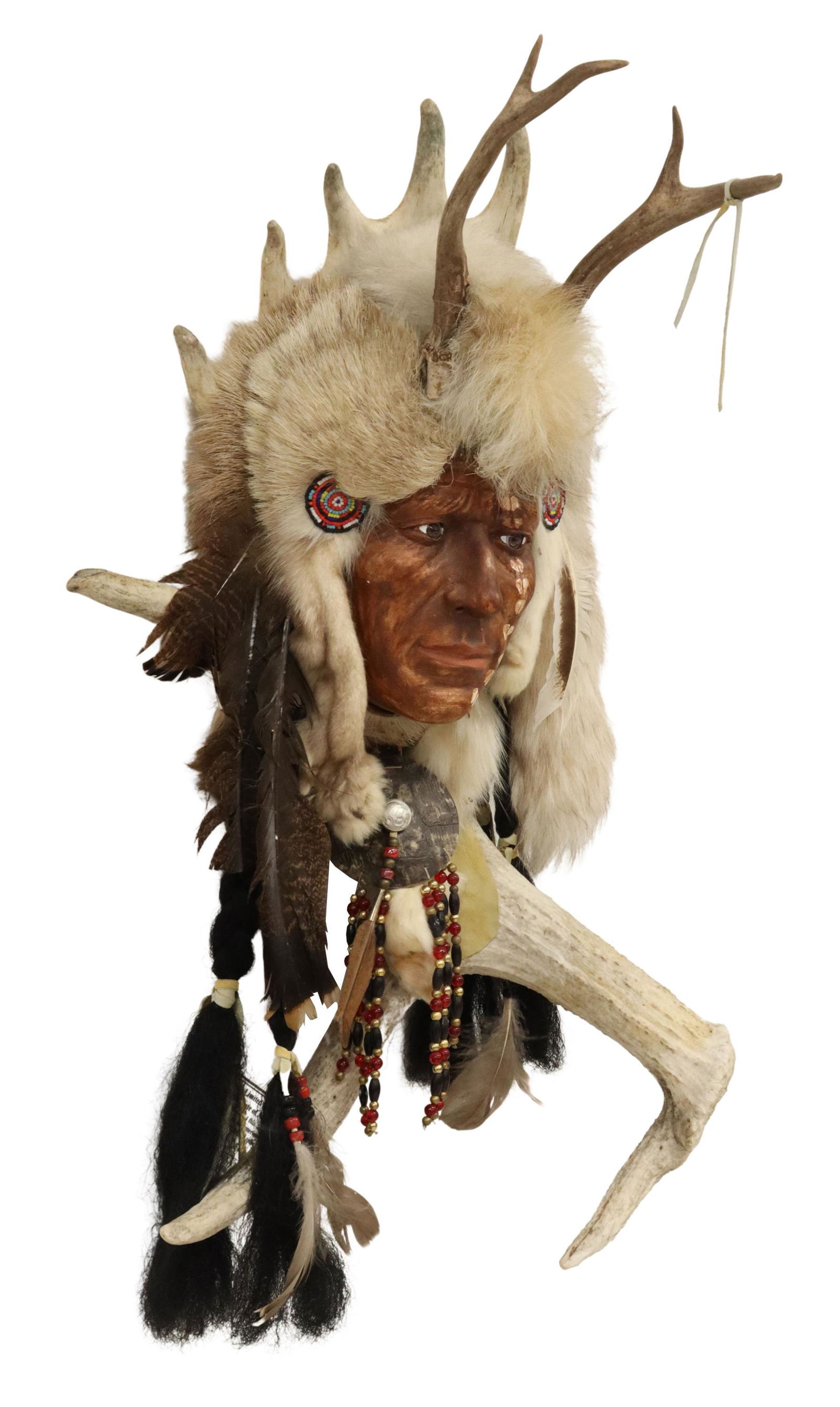 NATIVE AMERICAN CREEK 'DEER DANCER' WALL SCULPTURE (1 of 6)