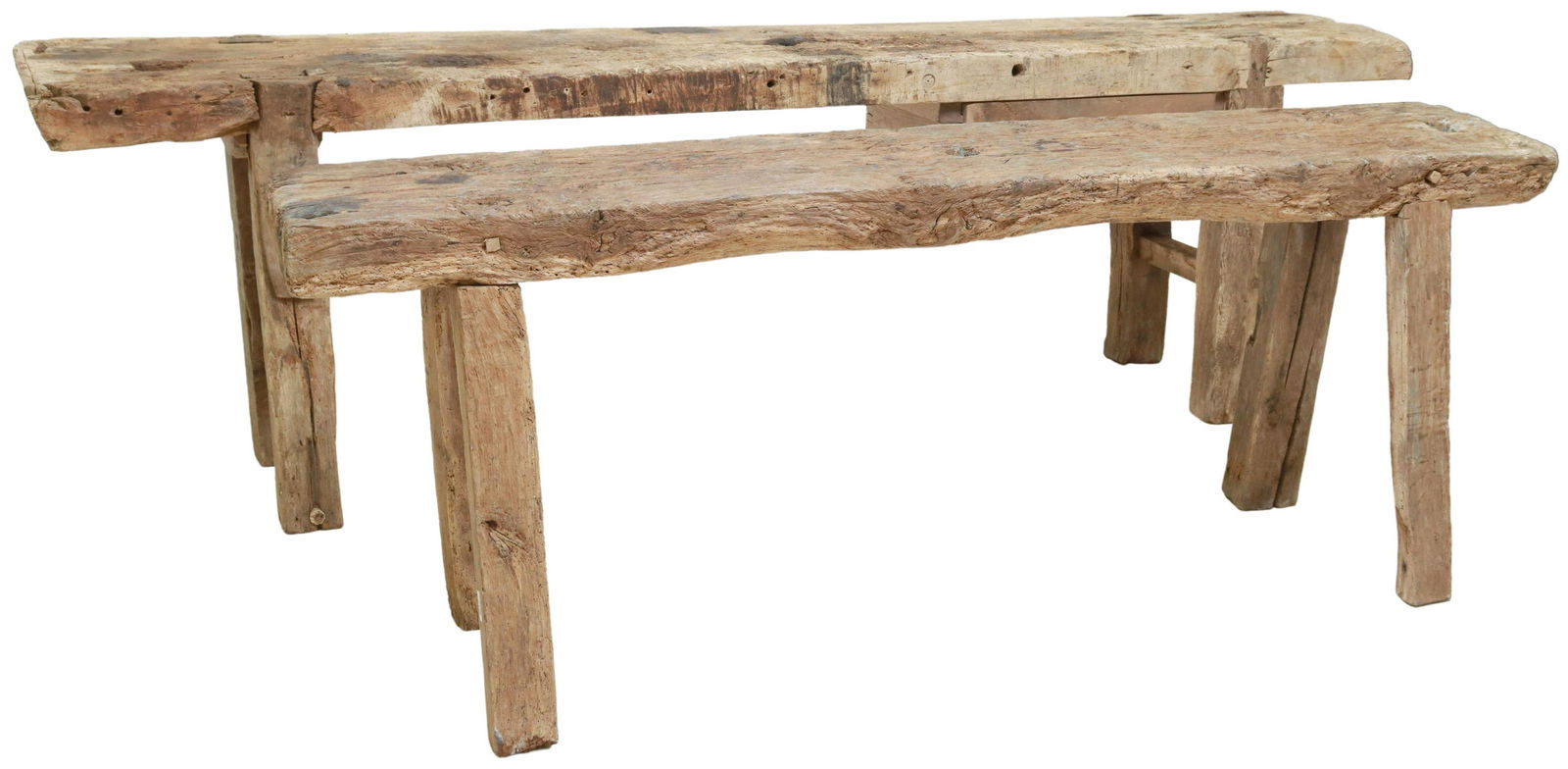 (2) FRENCH RUSTIC WOOD SINGLE PLANK WORKBENCHES (1 of 7)