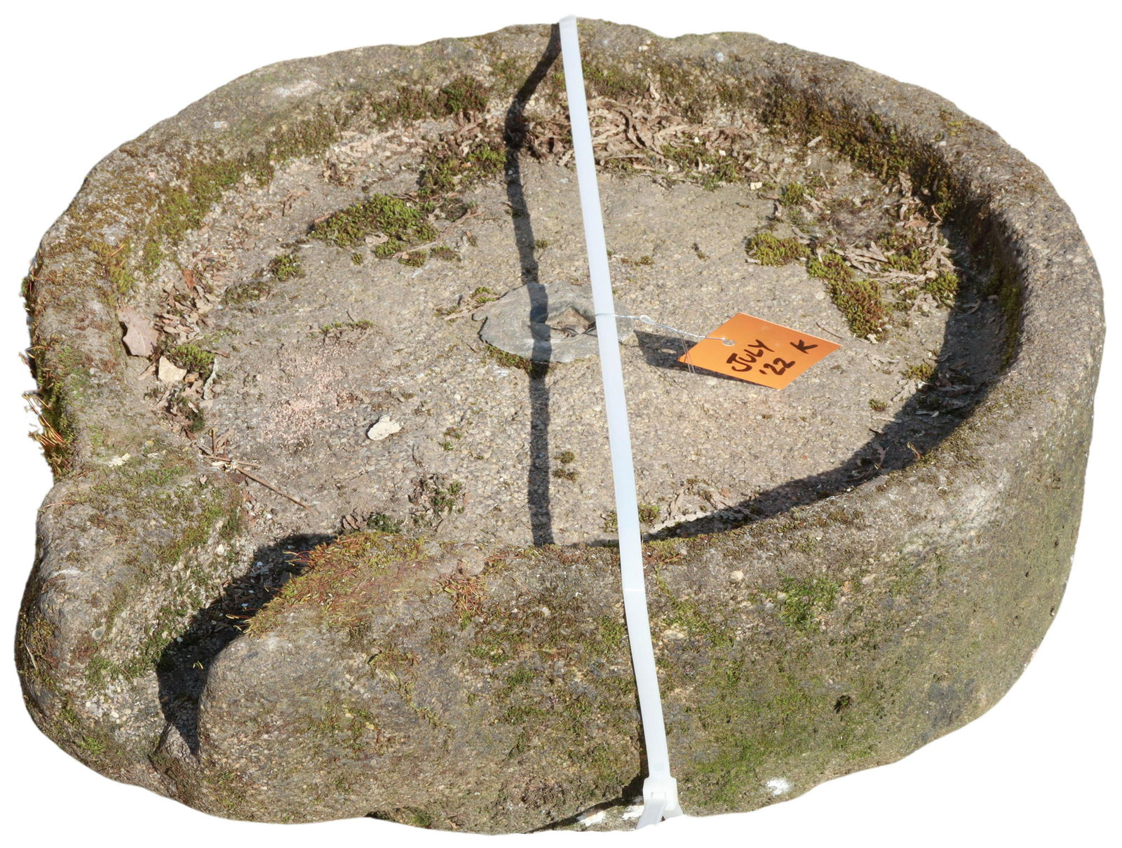 ANTIQUE CARVED STONE MILLSTONE GRINDING BASIN (1 of 2)