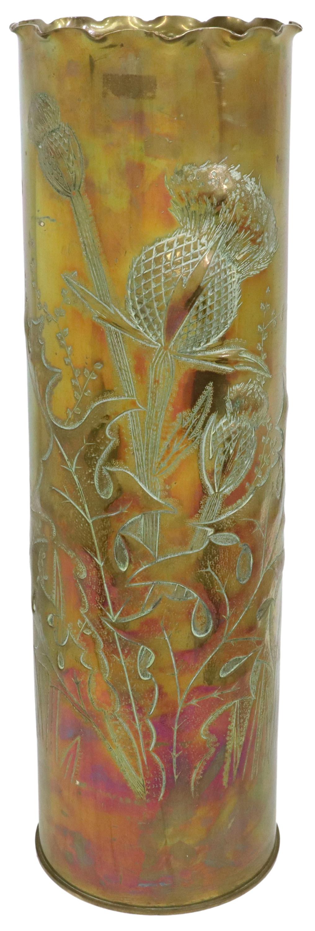 WWI-ERA TRENCH ART 93/96 ARTILLERY SHELL VASE 27"H (1 of 5)
