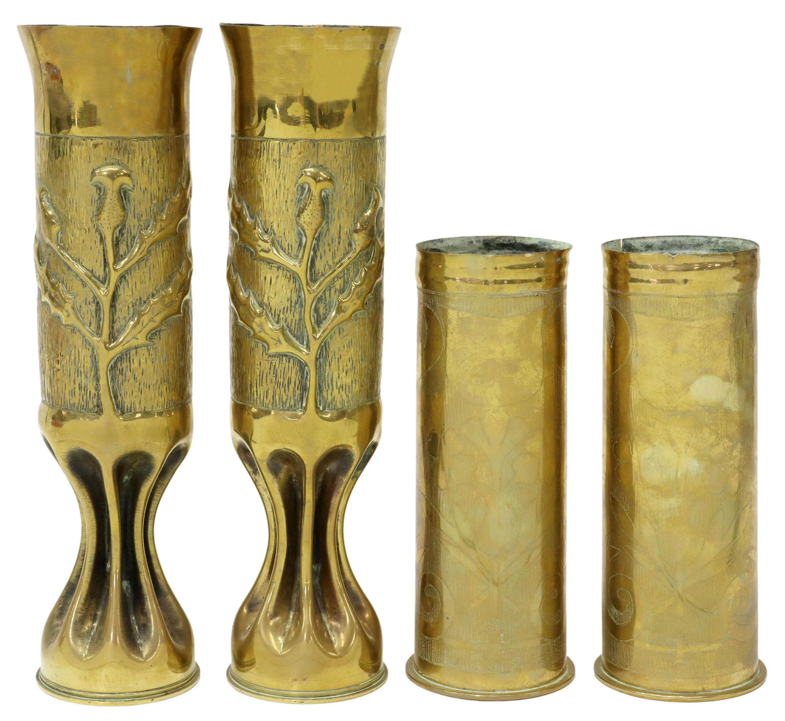 4) FRENCH WWI-ERA TRENCH ART ARTILLERY SHELL VASES (1 of 3)
