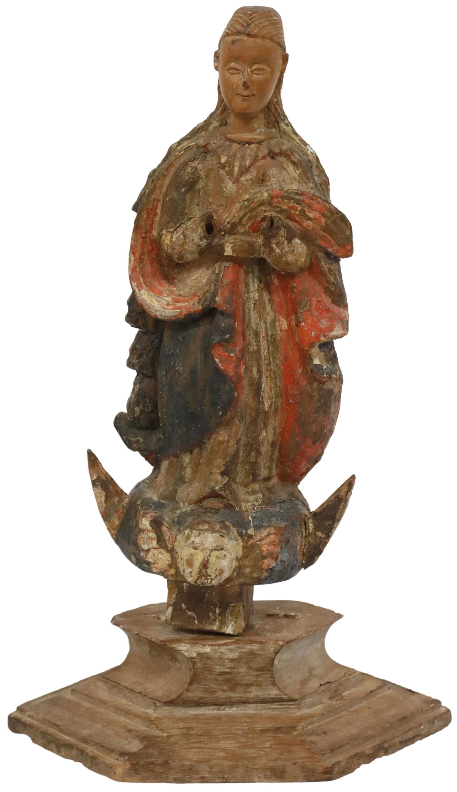 CARVED SANTO FIGURE, MADONNA IMMACULATE CONCEPTION (1 of 3)