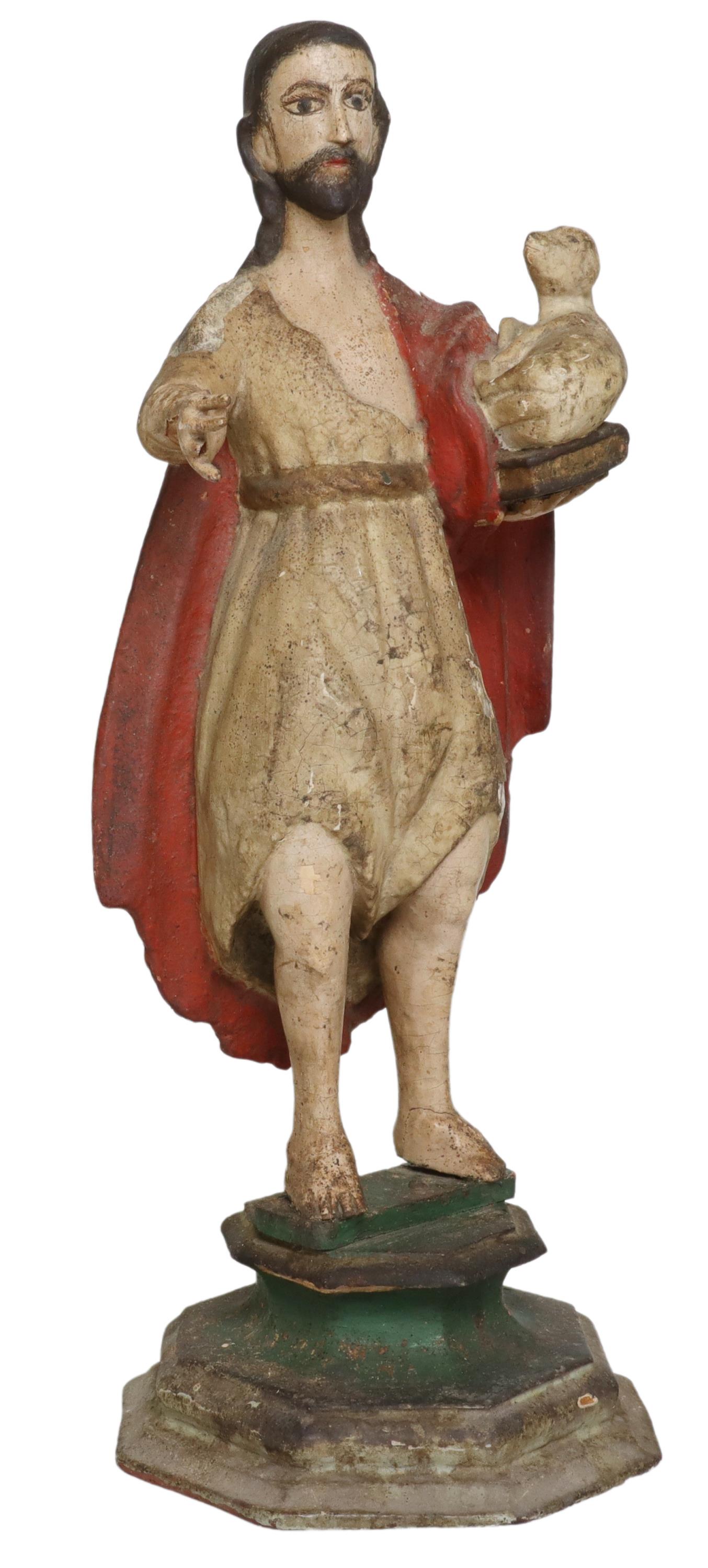 CARVED SANTO FIGURE, CHRIST AS THE GOOD SHEPHERD (1 of 5)