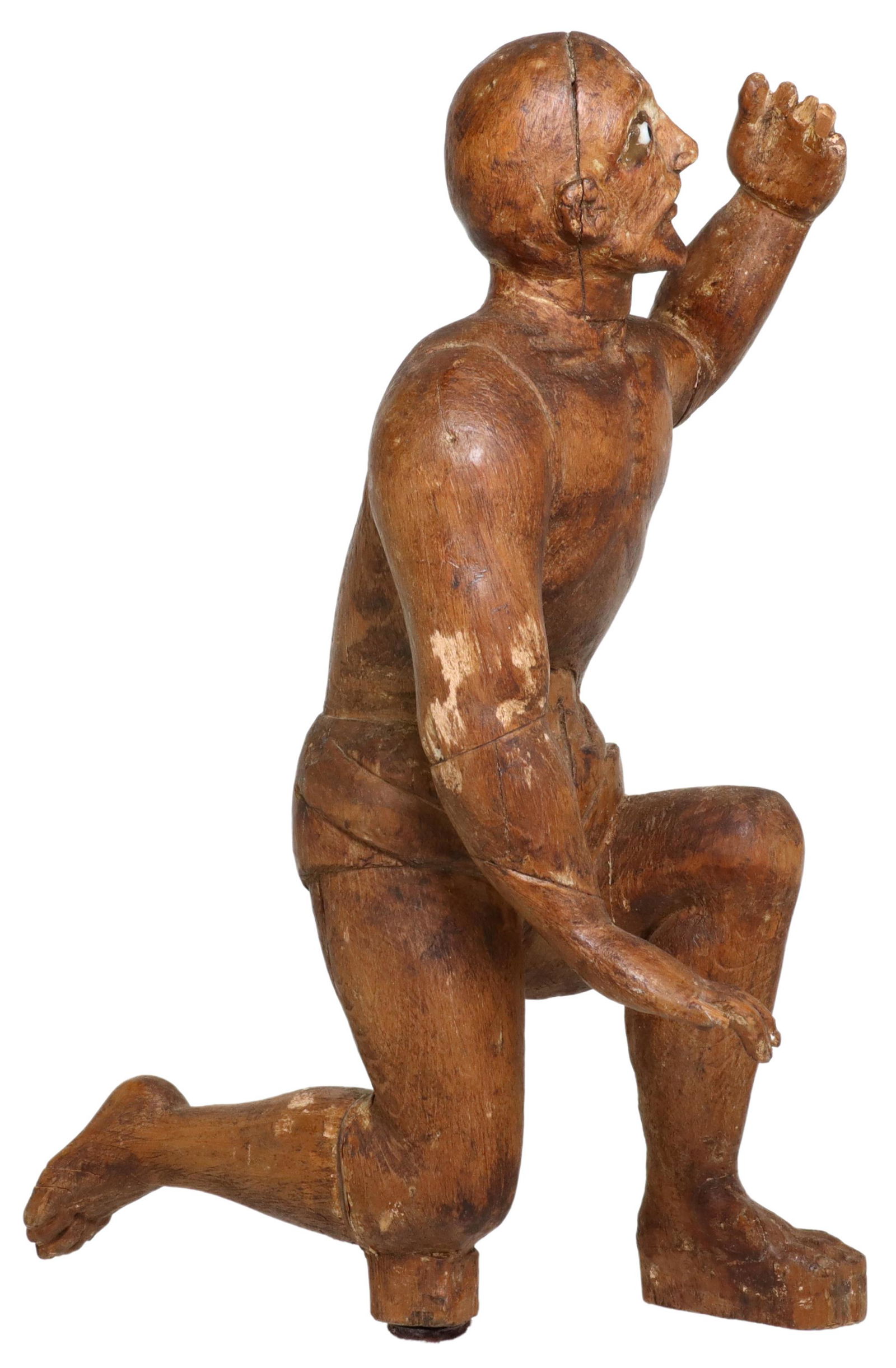 CARVED WOOD SANTO FIGURE, CHRIST BEARING THE CROSS (1 of 5)