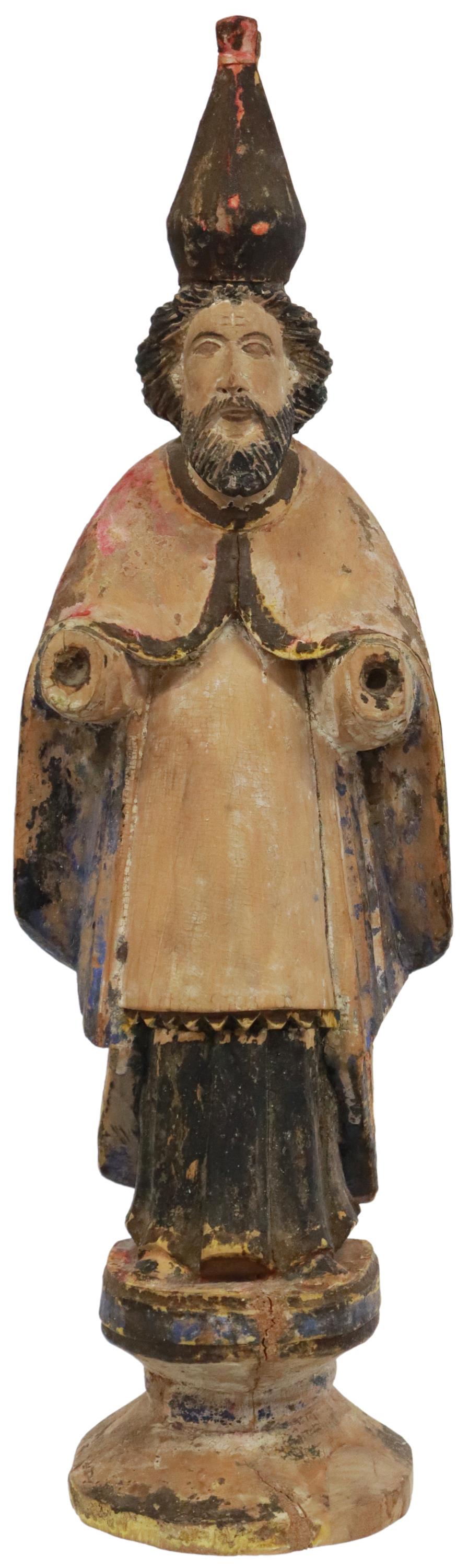 HISPANO-PHILIPPINE CARVED SANTO, BISHOP SAINT (1 of 4)