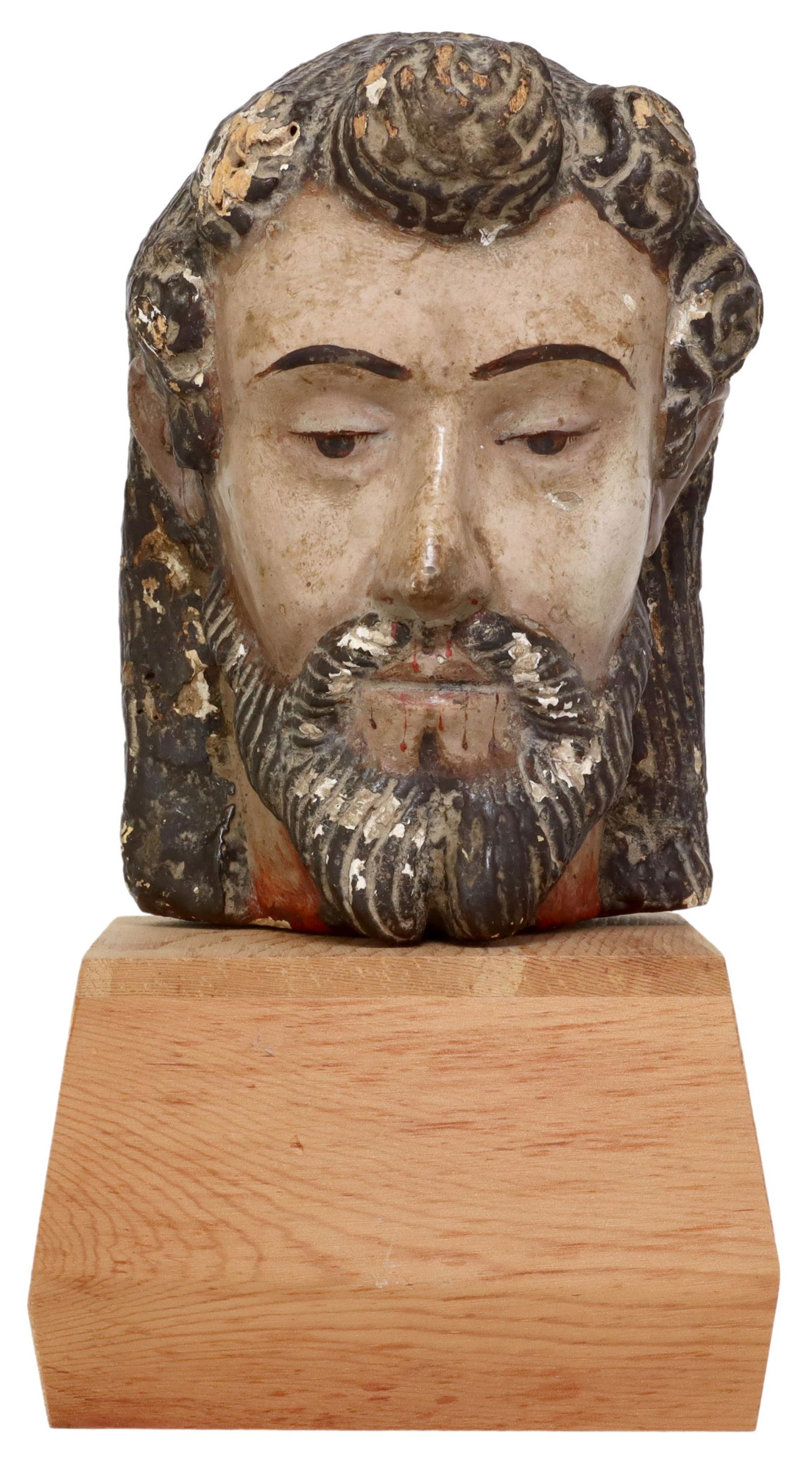 CARVED SANTO FIGURE, HEAD OF CHRIST (1 of 5)