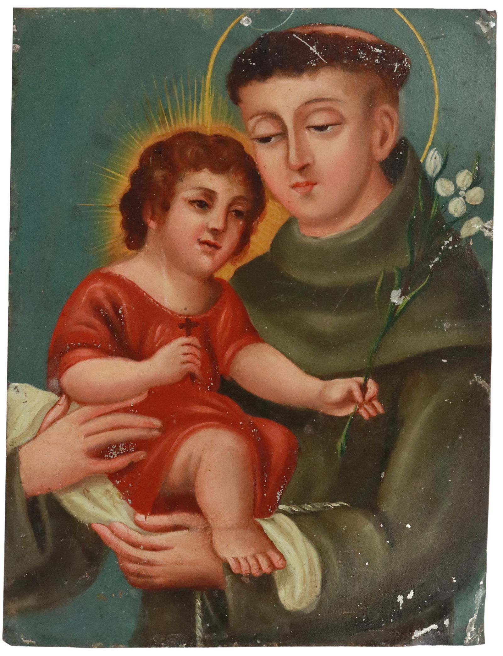 OIL ON TIN RETABLO, SAN ANTONIO DE PADUA (1 of 2)