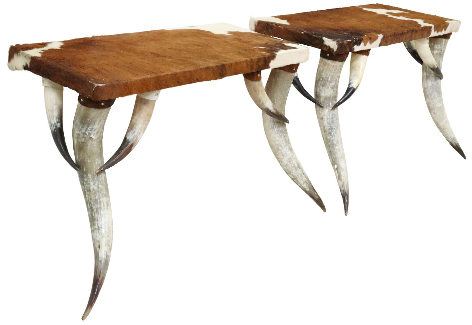 (2) HORN & COWNHIDE CONSOLE TABLES, 20TH C. (1 of 6)