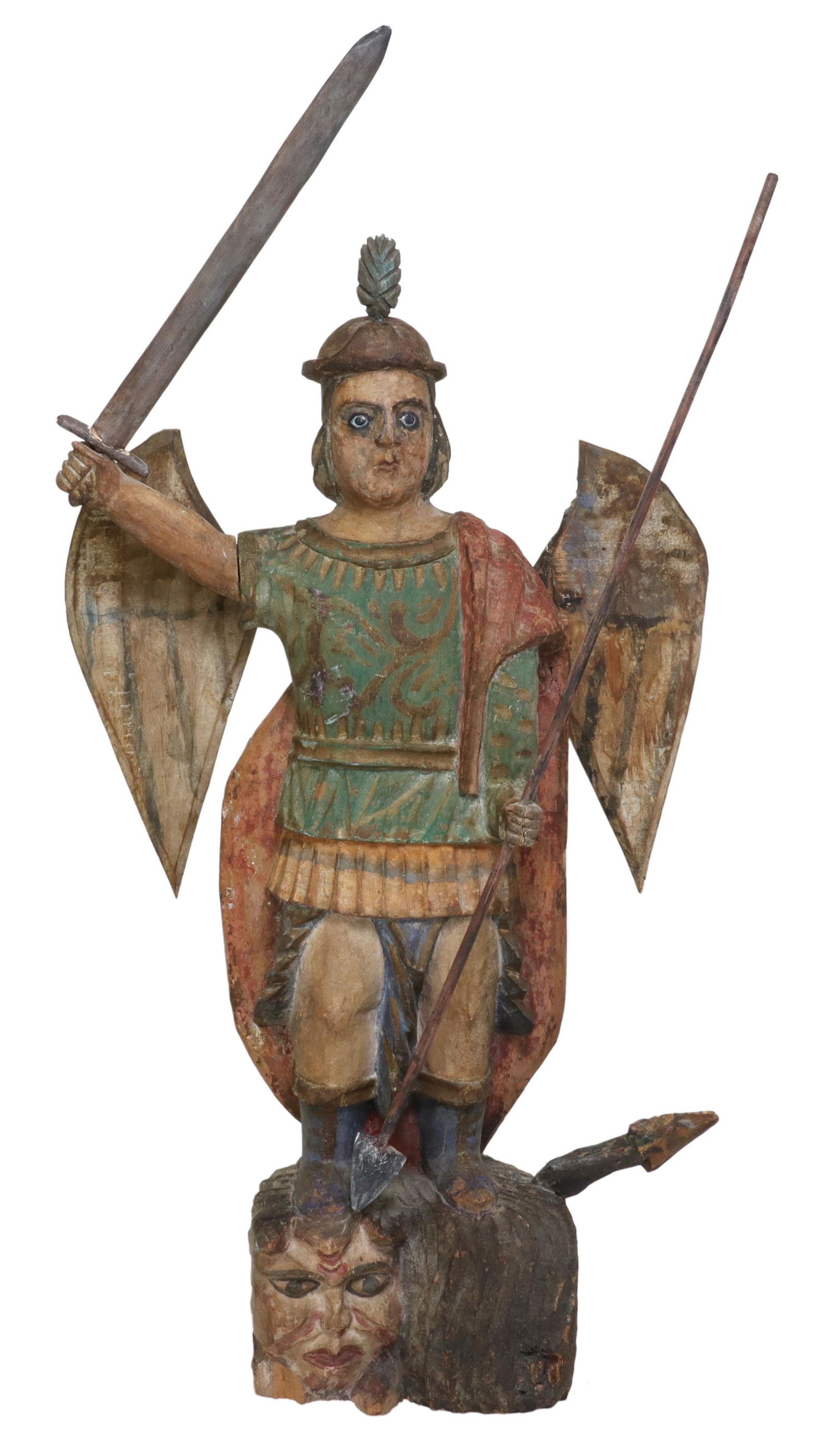 CARVED SANTO FIGURE, SAINT MICHAEL THE ARCHANGEL (1 of 4)