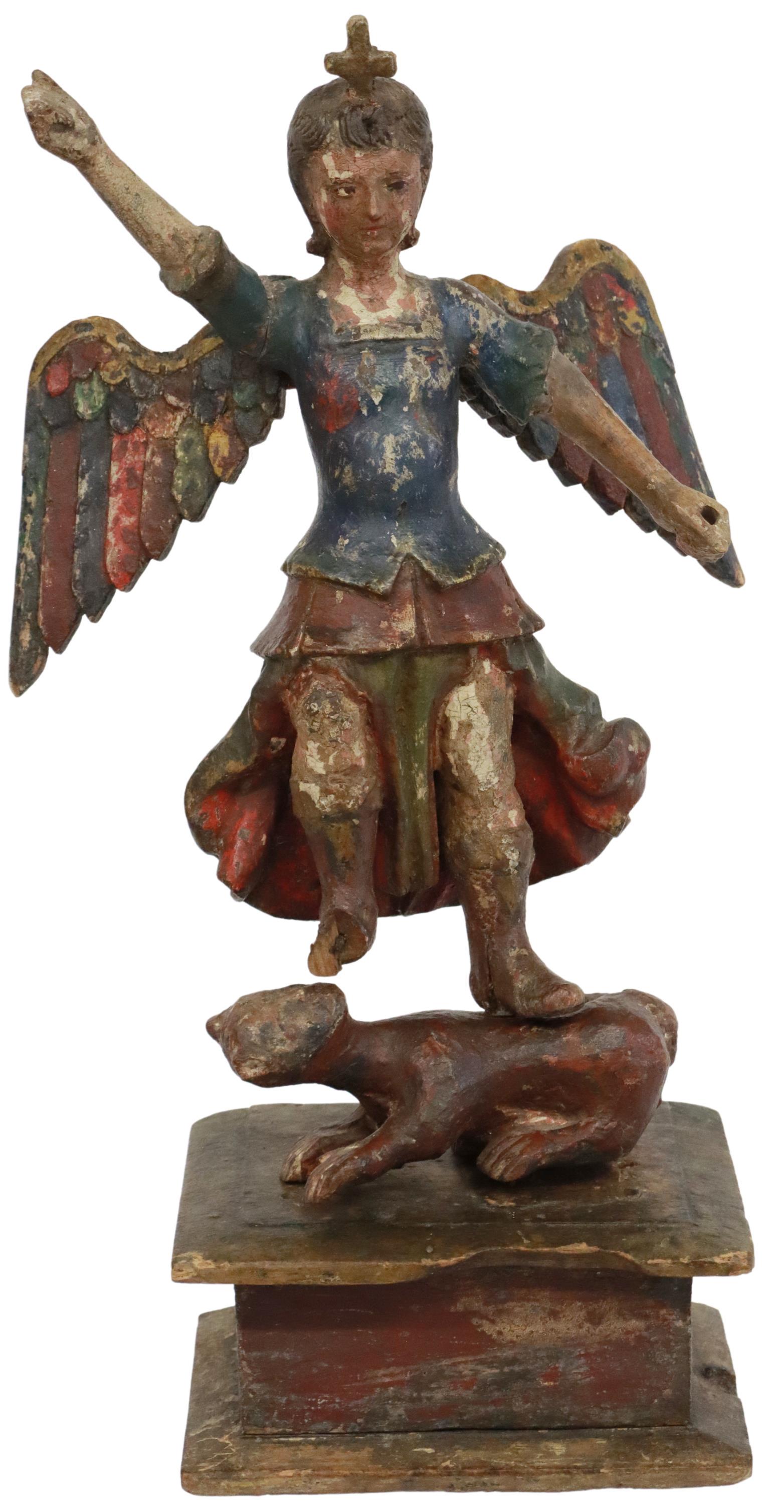 CARVED SANTO FIGURE, SAINT MICHAEL THE ARCHANGEL (1 of 3)