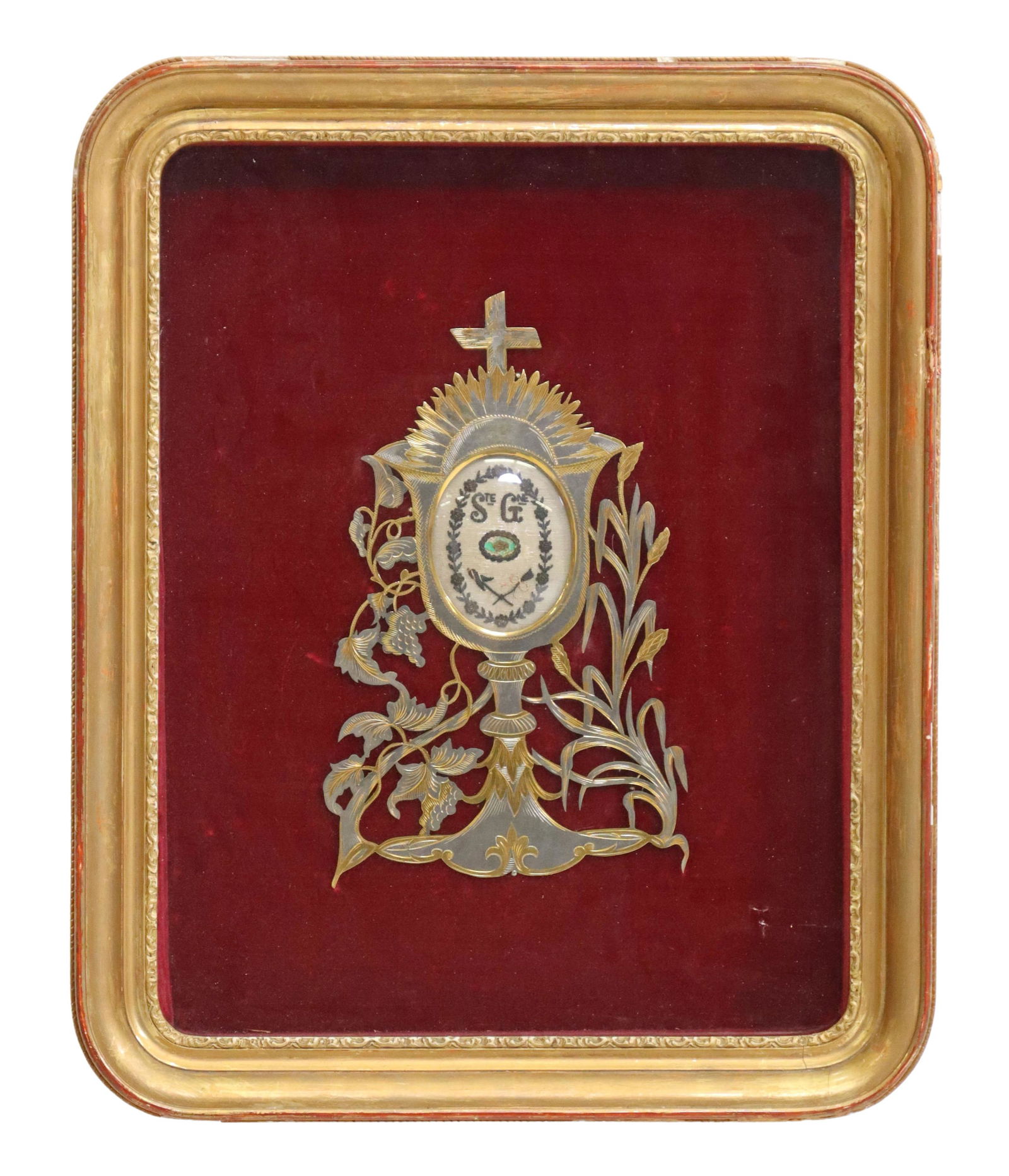 FRAMED DEVOTIONAL HOLY RELIC OF STE. GENEVIEVE (1 of 4)