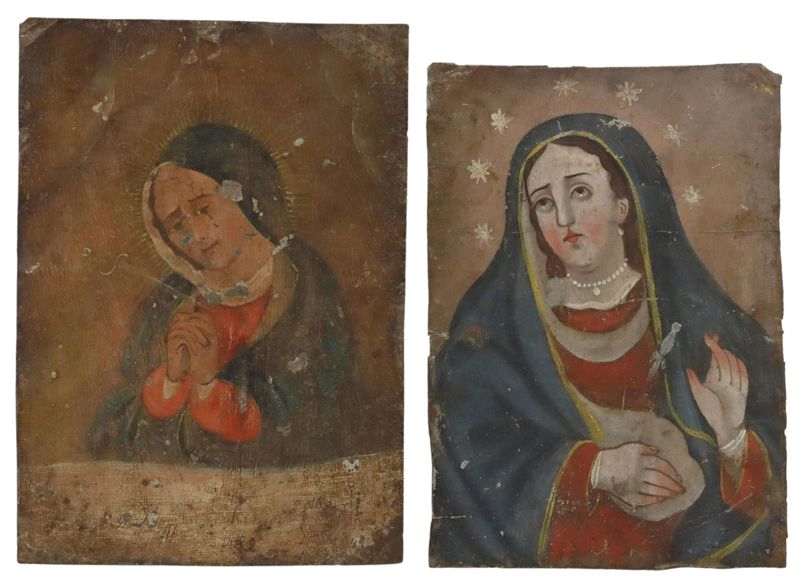 (2) OIL ON TIN RETABLOS, OUR LADY OF SORROWS (1 of 4)