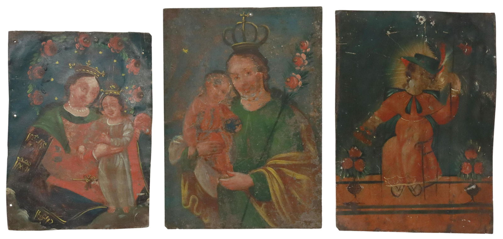 (3) OIL ON TIN RETABLOS SANTO NINO REFUGE ST JOSE (1 of 5)