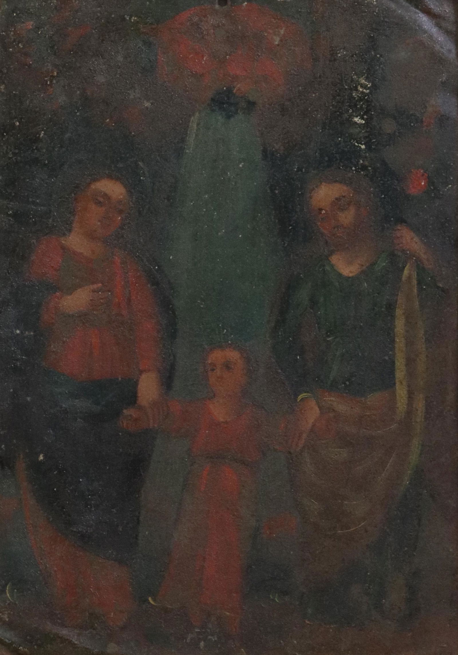 FRAMED OIL ON TIN RETABLO, THE HOLY FAMILY (1 of 3)