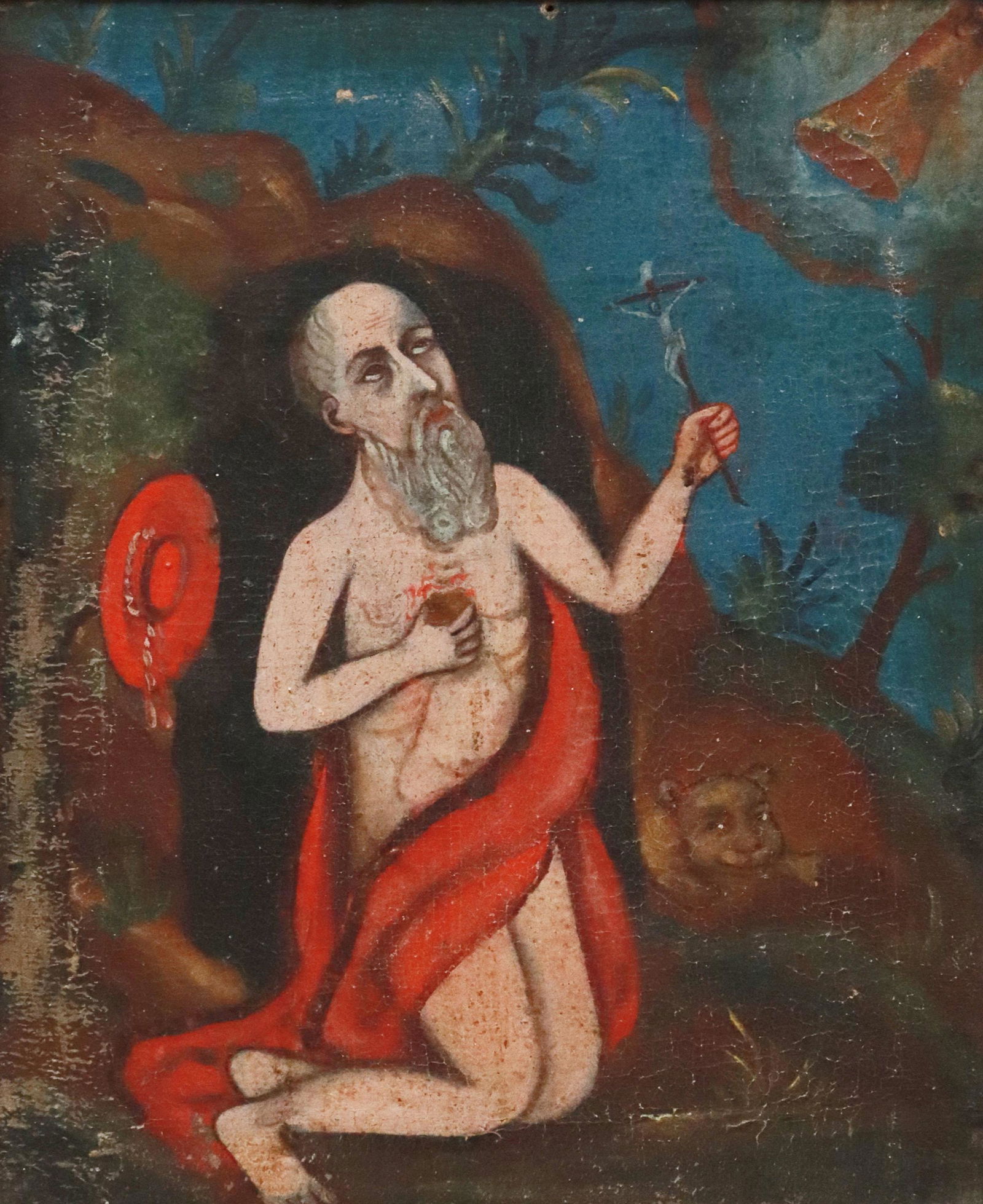 FRAMED OIL ON CANVAS RETABLO, SAN JERONIMO (1 of 3)