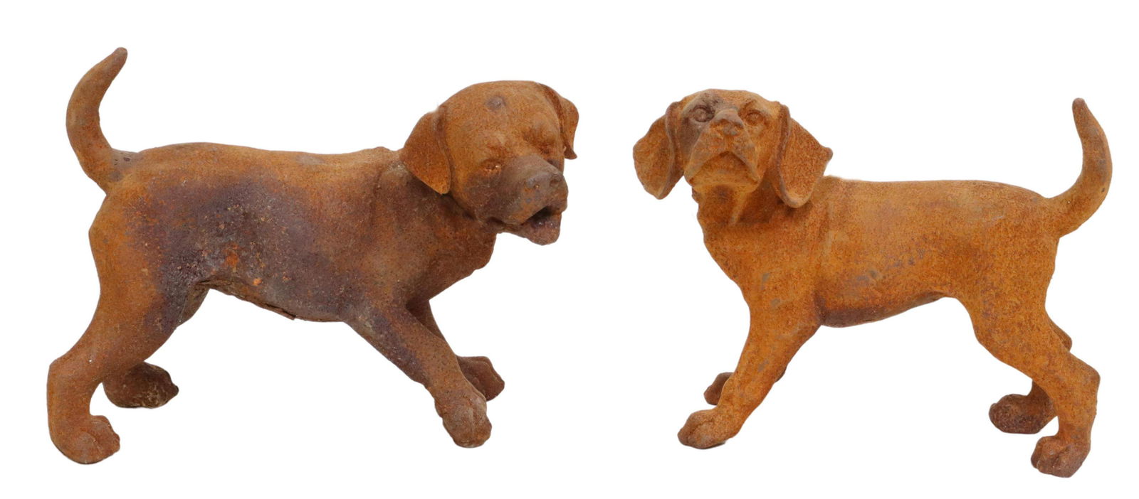 (2) SMALL CAST IRON GARDEN DOGS STANDING ALERT (1 of 2)