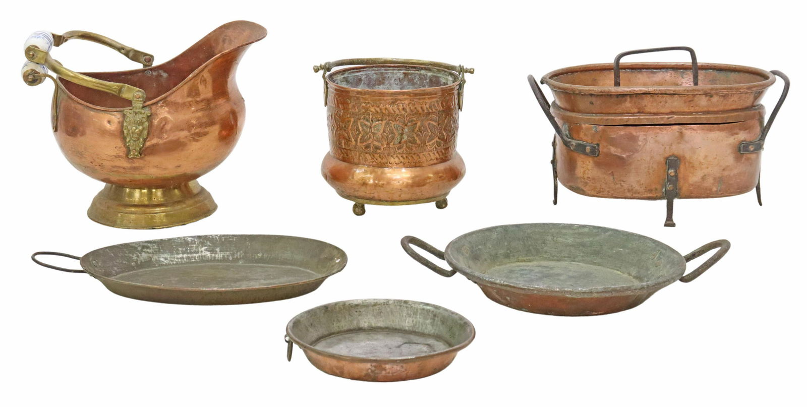 (6) FRENCH COPPER KITCHENWARES, 19TH C. (1 of 3)