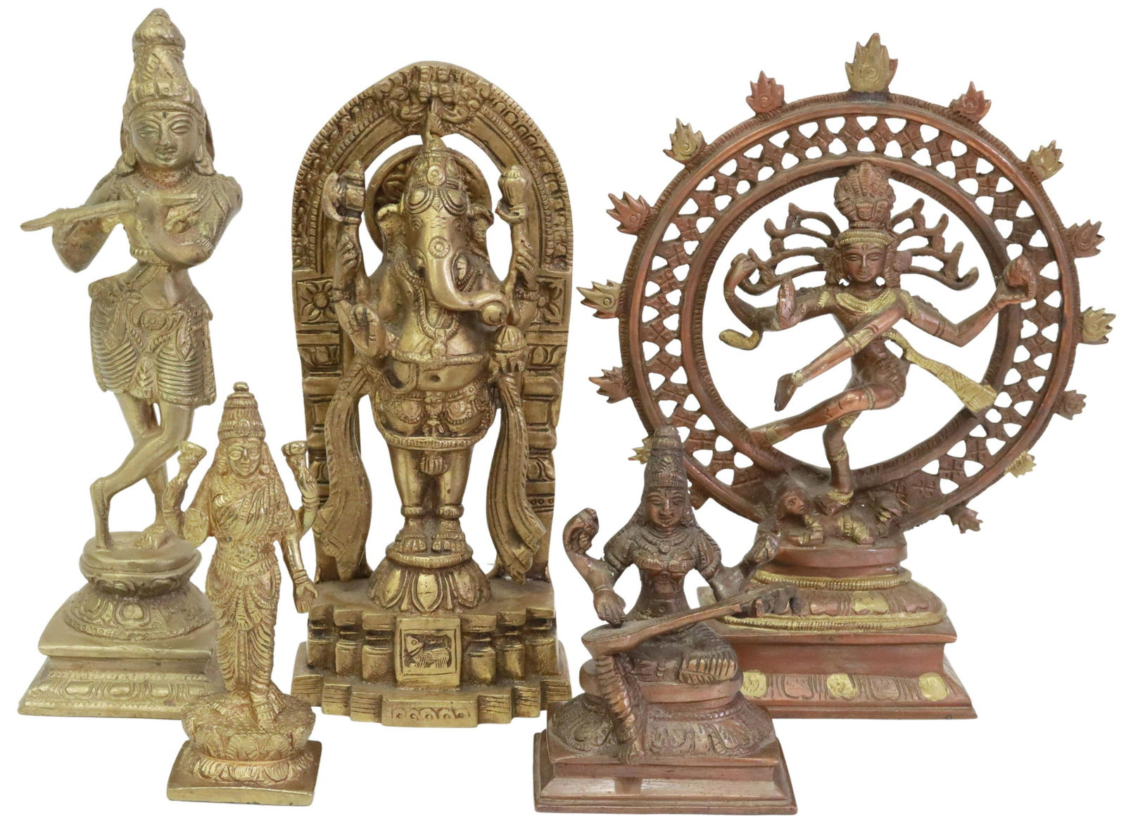(5) VINTAGE BRASS HINDU DEITY FIGURES (1 of 7)