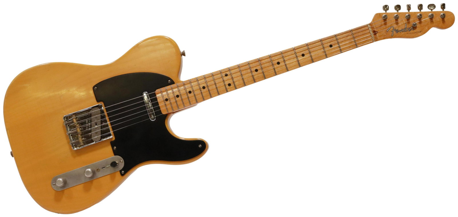 FENDER AMERICAN VINTAGE '52 TELECASTER 1982 AVRI: Fender American Vintage '52 Telecaster 1982 AVRI (Fullerton Plant), color: Butterscotch Blond Nitrocellulose finish, original parts include the body, control plate, knobs, switch tip, strap buttons, p