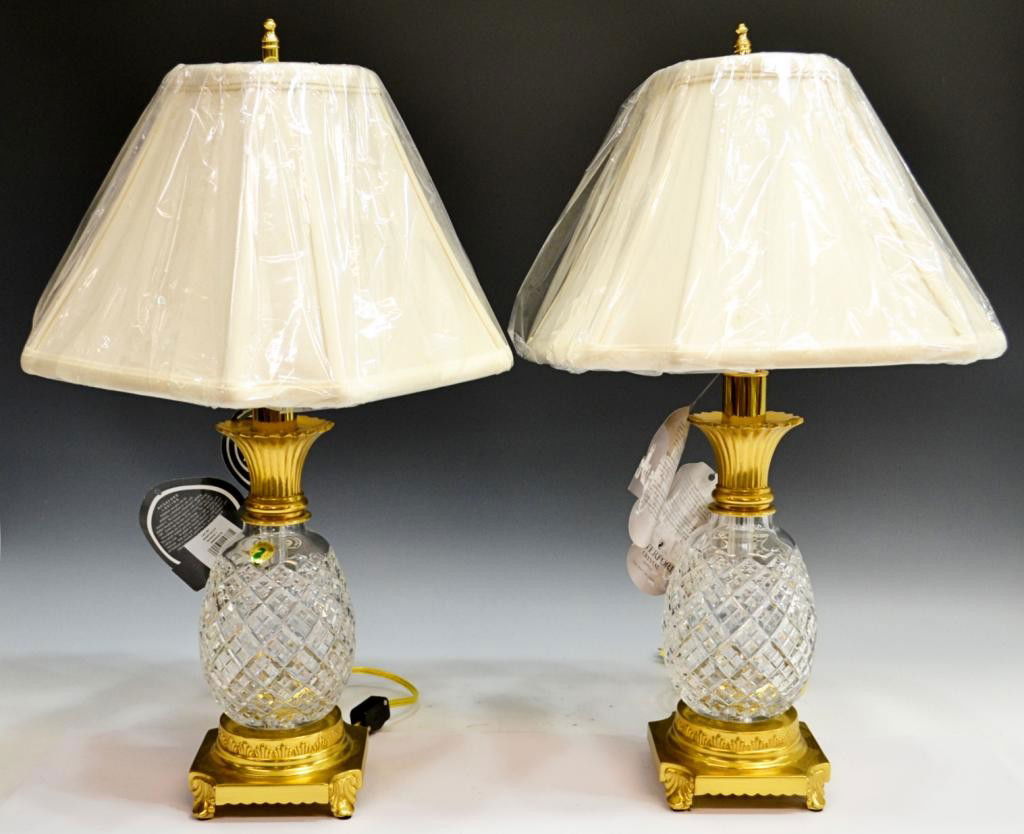 110 PAIR WATERFORD CRYSTAL PINEAPPLE TABLE LAMPS Lot 0110
