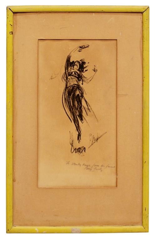 (2) FRAMED ART: DRAWING, P.L. CROSBY (1891-1964): (lot of 2) Framed art: (1) drawing on paper, Dancing Figure, signed lower right P. L. Crosby (Percy L. Crosby, American, 1891-1964), with second signature and sentiment below, sight: 11"h, 6"w, overal