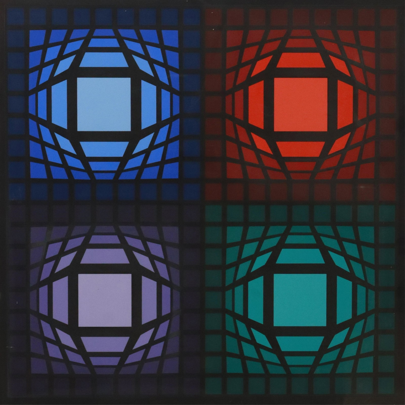 VICTOR VASARELY (1906-1997) OP ART SERIGRAPH: Framed serigraph (silkscreen) on paper, "Stri Arct," signed lower right Victor Vasarely (Hungarian, active in France, 1906-1997), numbered 222/ 300, sight: approx 27"h, 25.5"w, overall: 29.75"h, 28.25