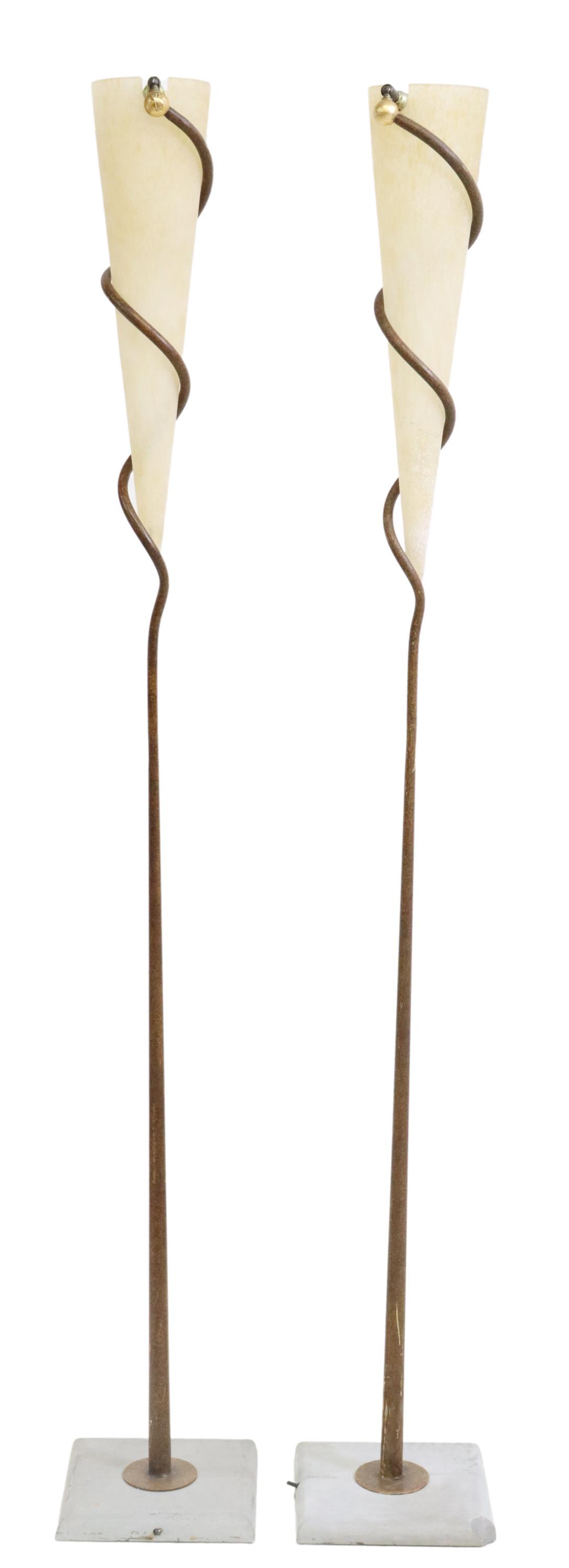 (2) CONTEMPORARY ART GLASS & IRON FLOOR LAMPS (1 of 4)