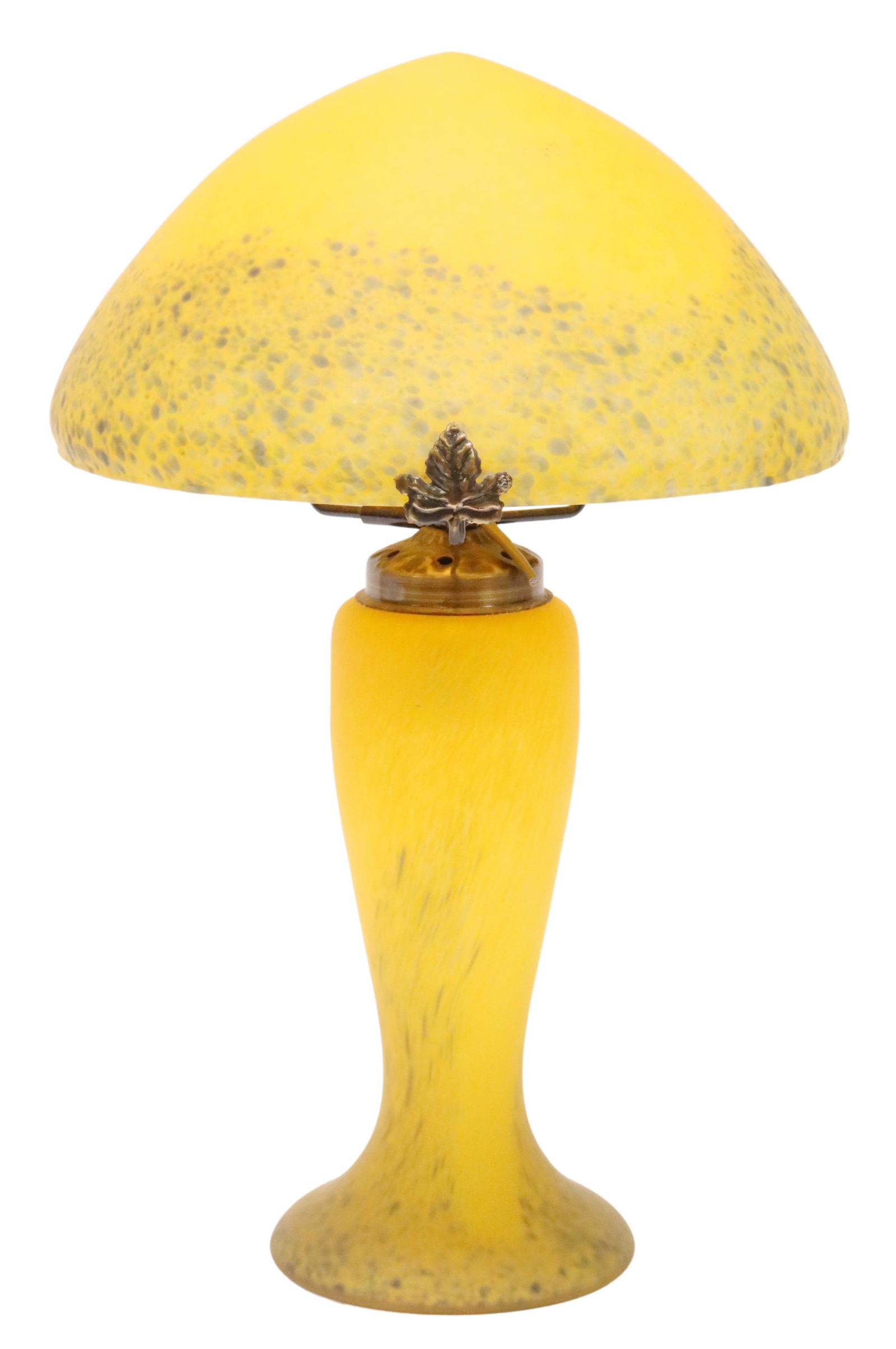 FRENCH YELLOW PATE DE VERRE MUSHROOM LAMP (1 of 5)