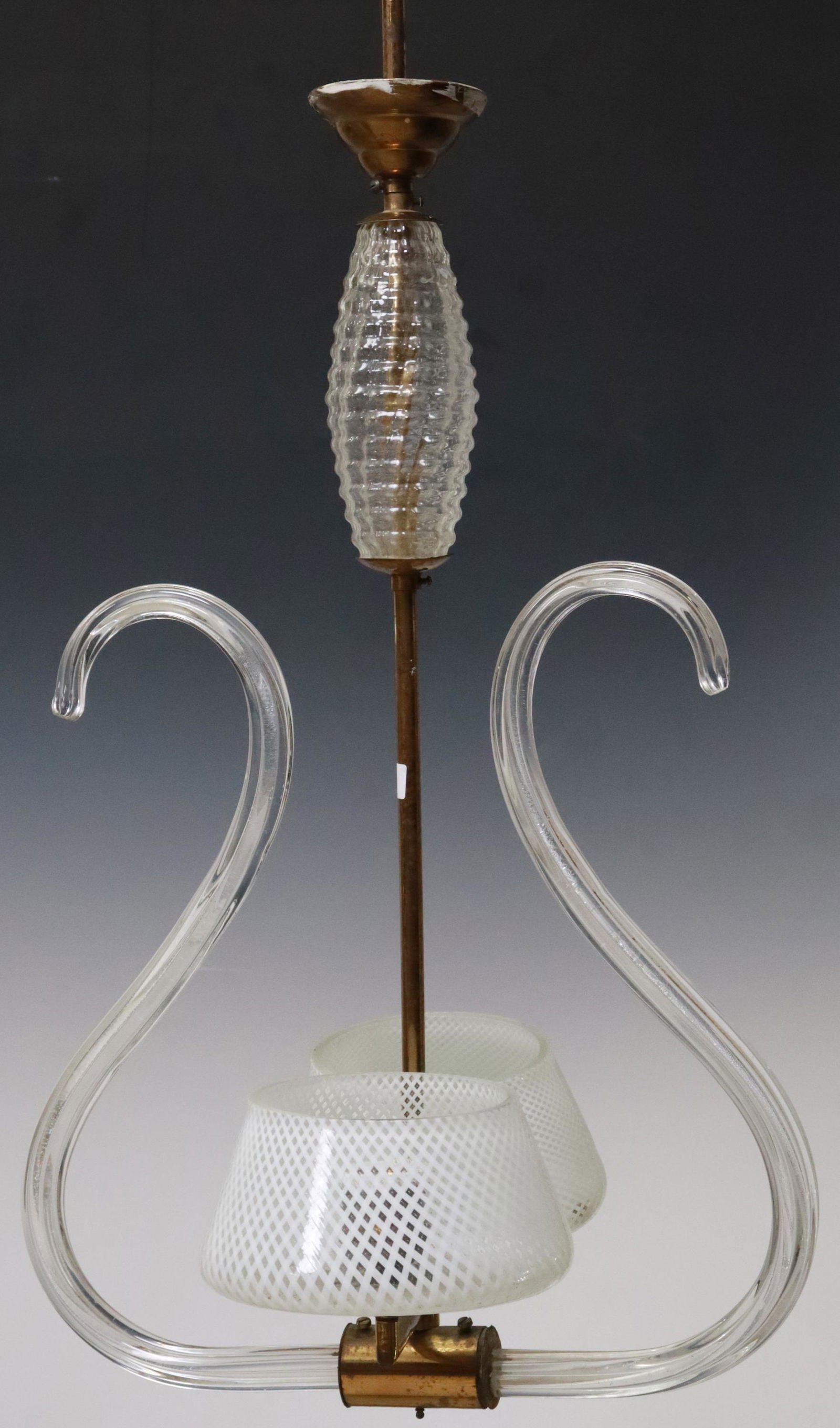 VENINI (ATTRIB.) MURANO ART GLASS 2-LT CHANDELIER (1 of 3)