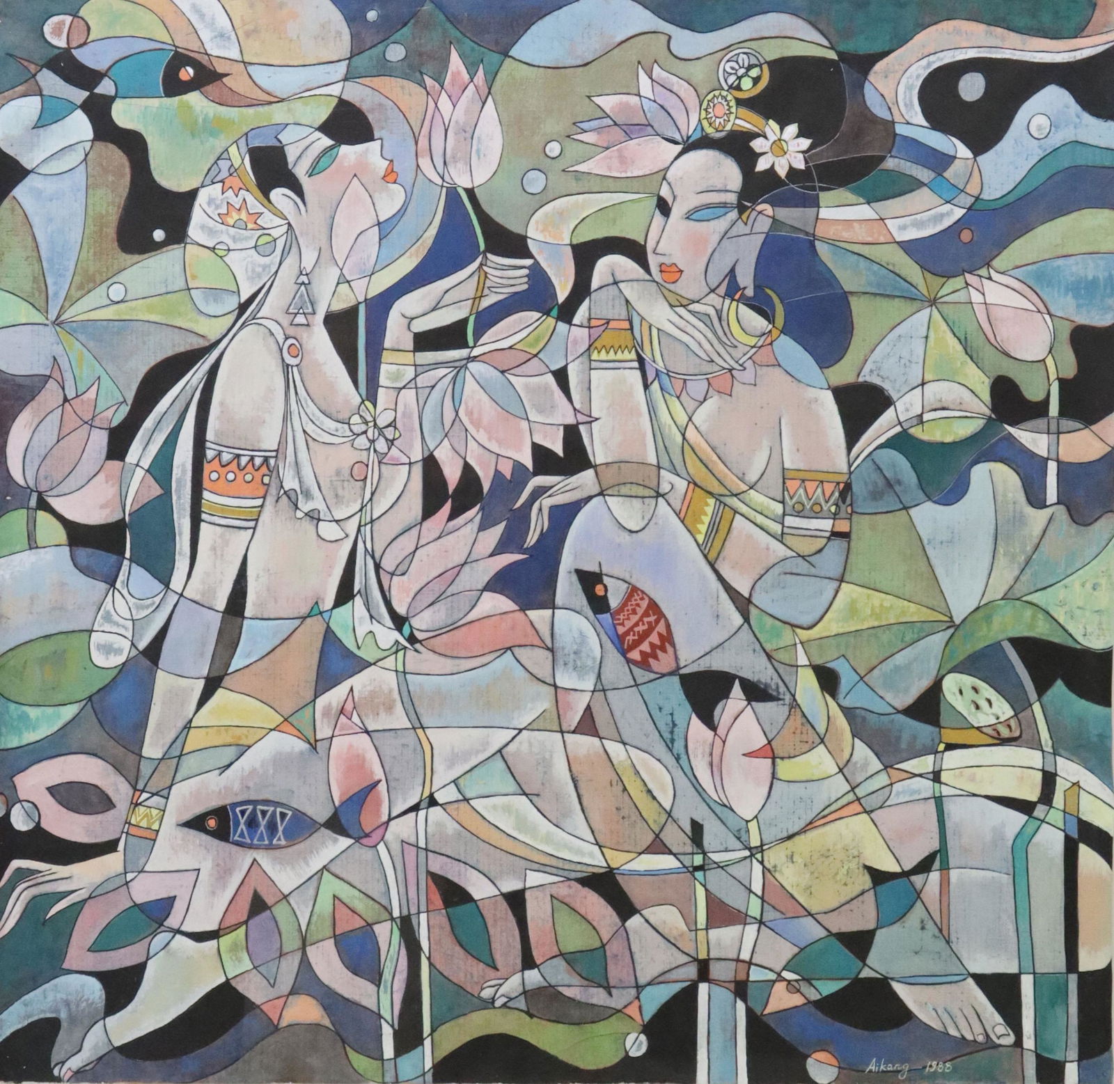 CHEN AIKANG (B.1945) 'CONCUBINES,' 40.5" X 41.5" (1 of 6)