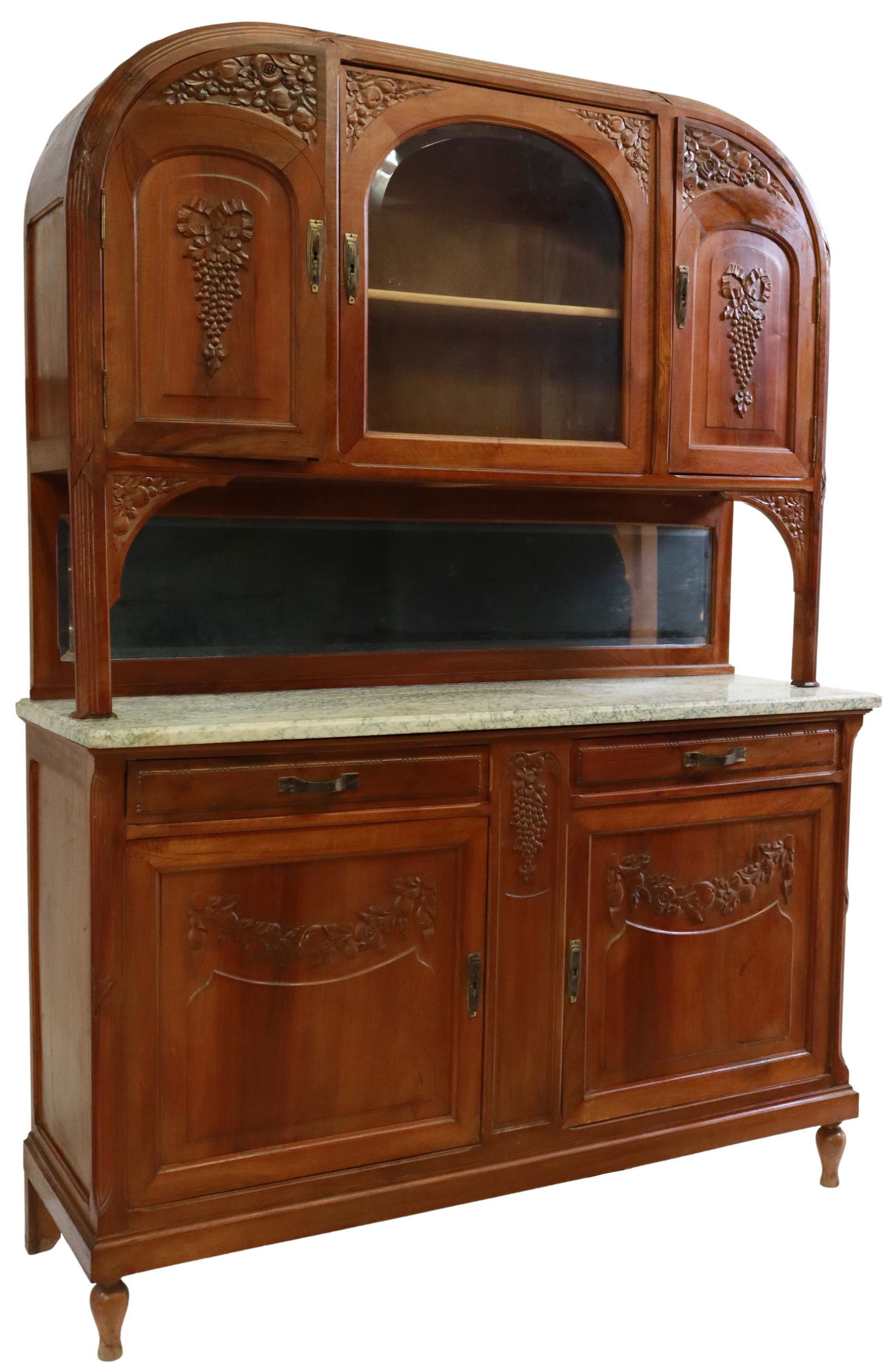 FRENCH ART DECO CARVED WALNUT DISPLAY SIDEBOARD (1 of 5)