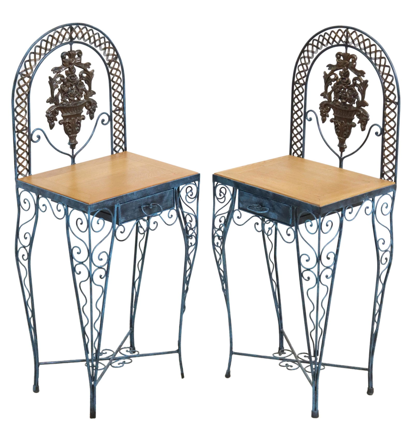 (2) FRENCH PAINTED WROUGHT & CAST IRON SIDE TABLES (1 of 5)