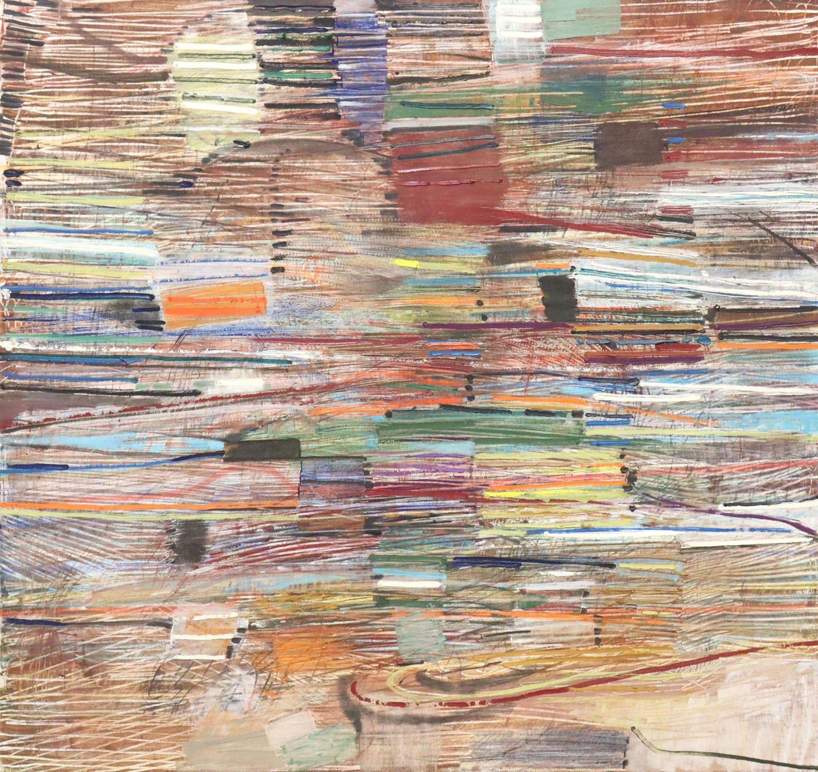 AMERICAN SCHOOL MODERNIST PAINTING, 47" X 50" (1 of 3)