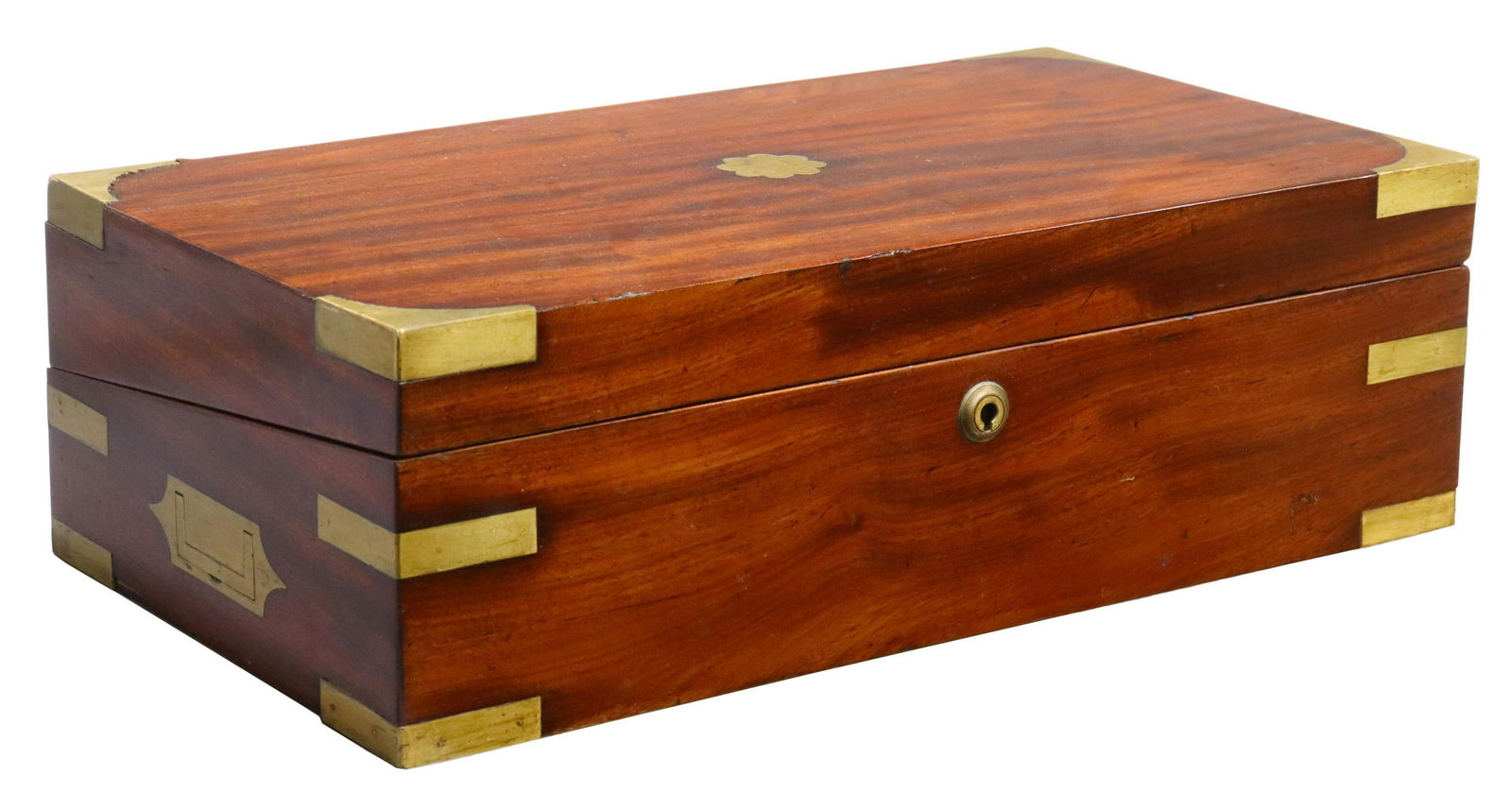 ENGLISH BRASS-MOUNTED MAHOGANY CAMPAIGN LAP DESK (1 of 8)