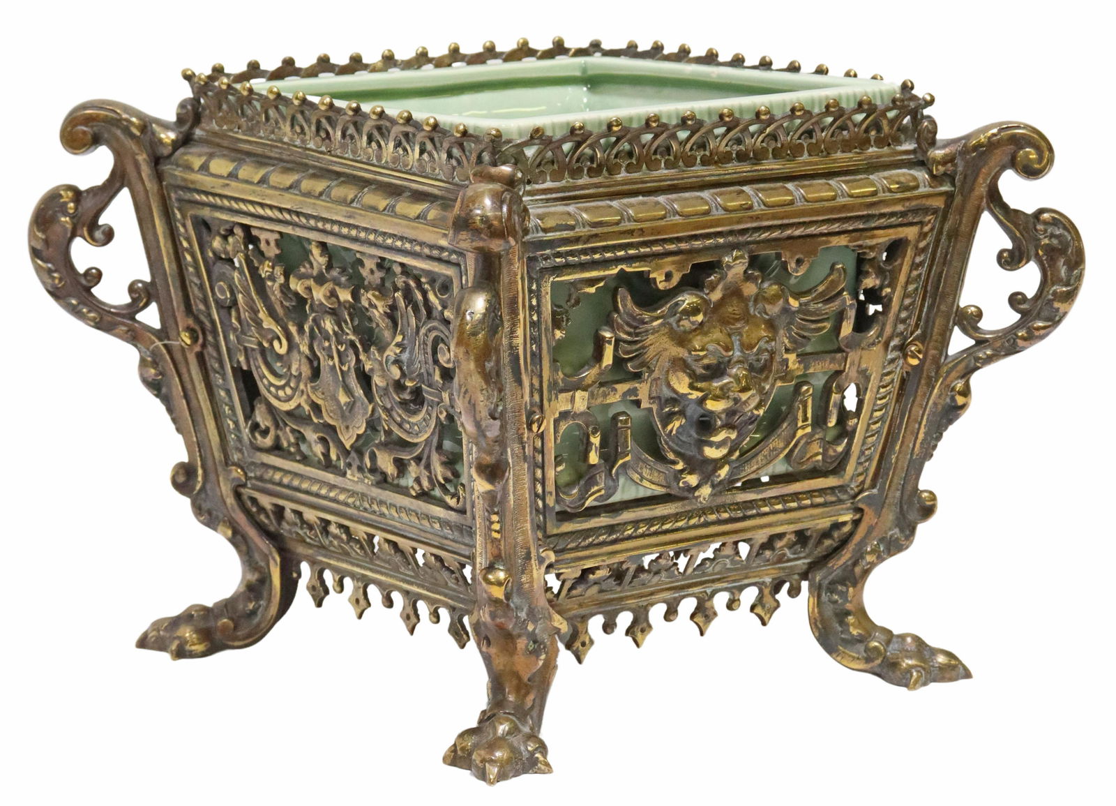 CONTINENTAL BRASS FRAMED JARDINIERE (1 of 5)