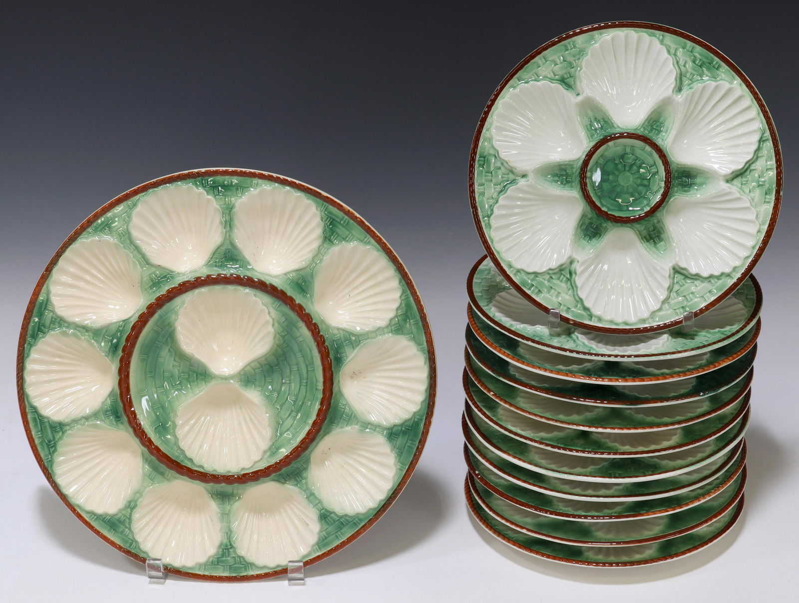 (12) FRENCH FAIENCE OYSTER SERVICE (1 of 3)