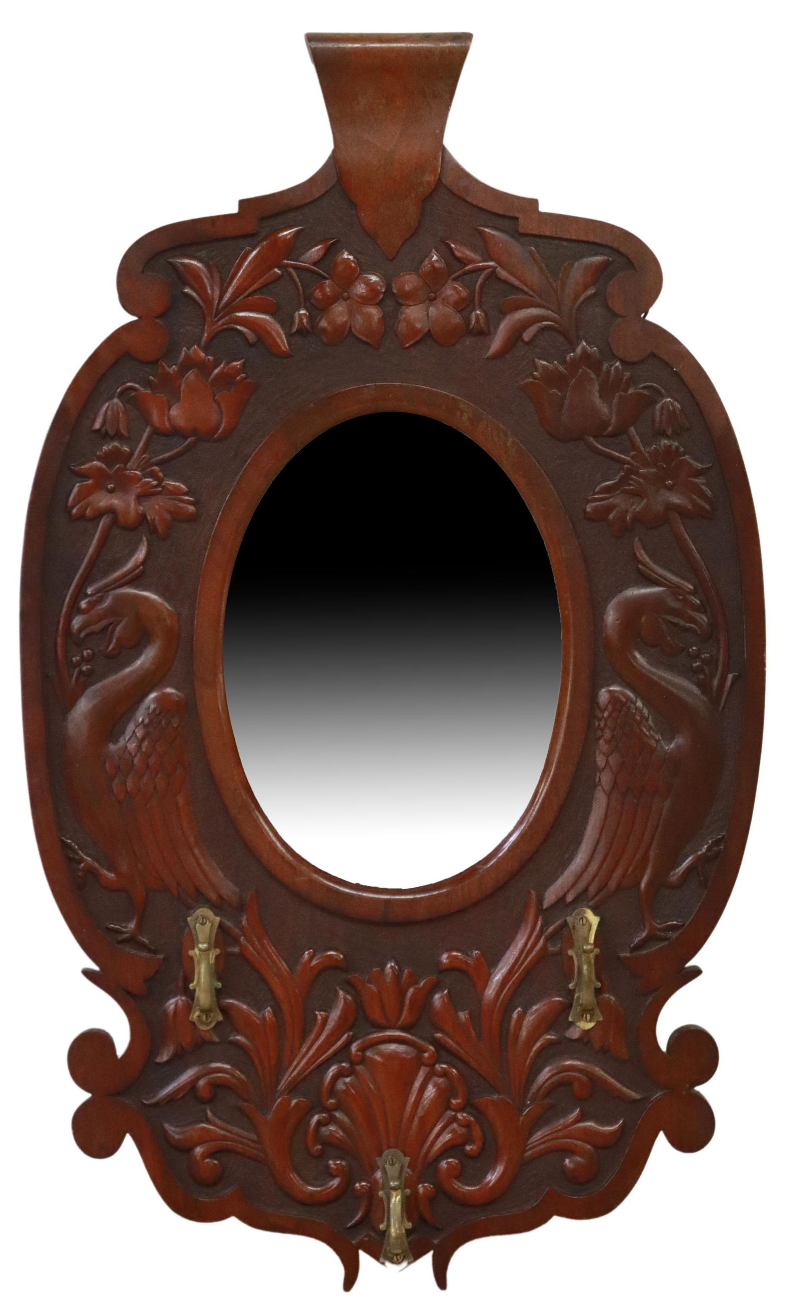 ENGLISH FOLIATE CARVED CARTOUCHE MIRROR (1 of 3)