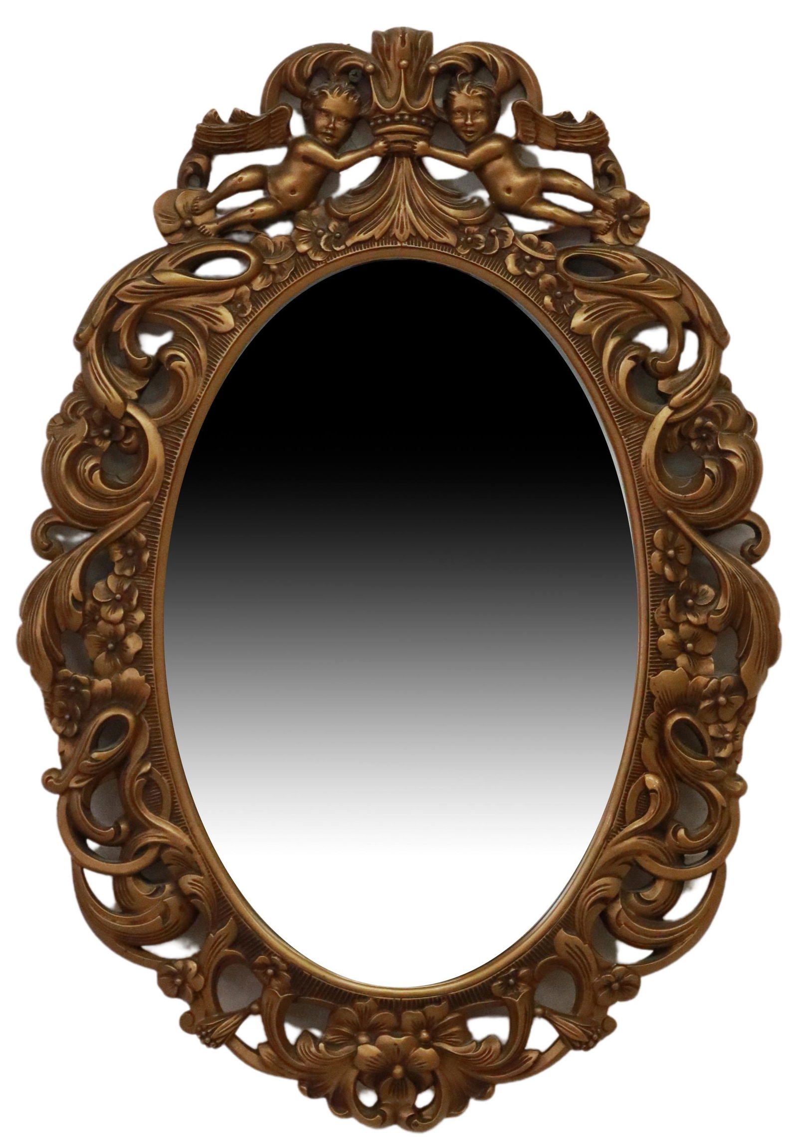 ENGLISH E. GOMME GILT PAINTED CHERUB WALL MIRROR (1 of 4)