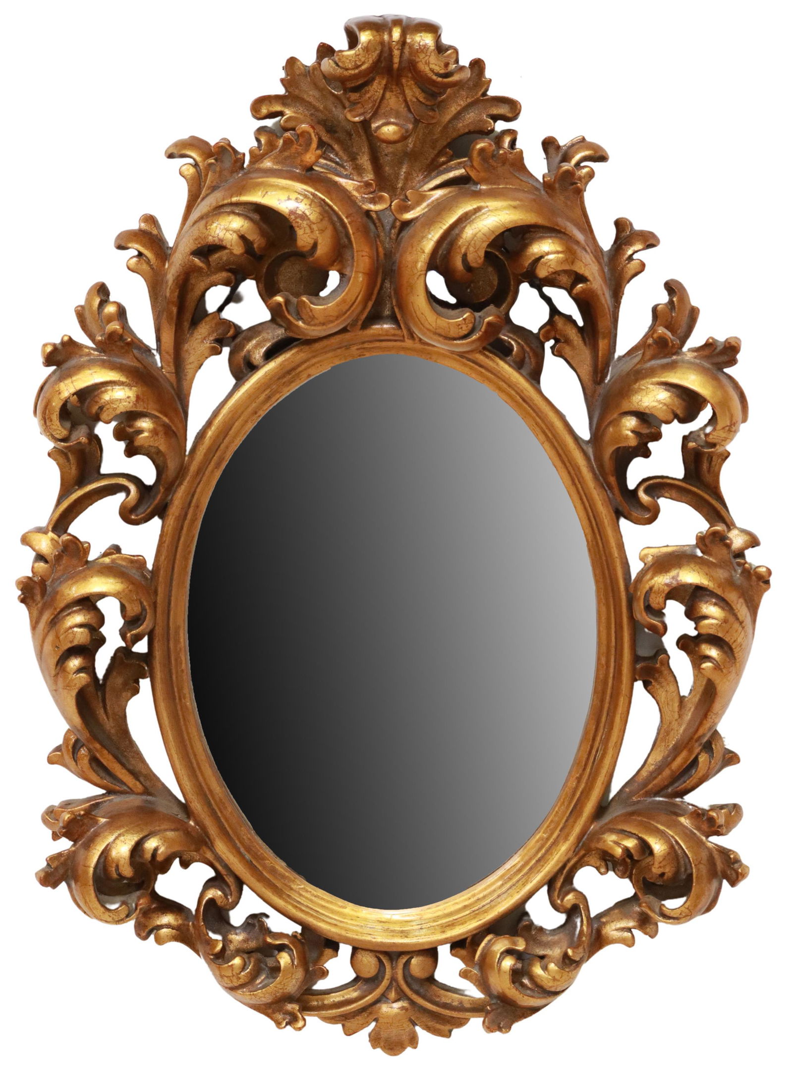 ROCAILLE GILT CAST BEVELED WALL MIRROR, 27.5"H (1 of 3)