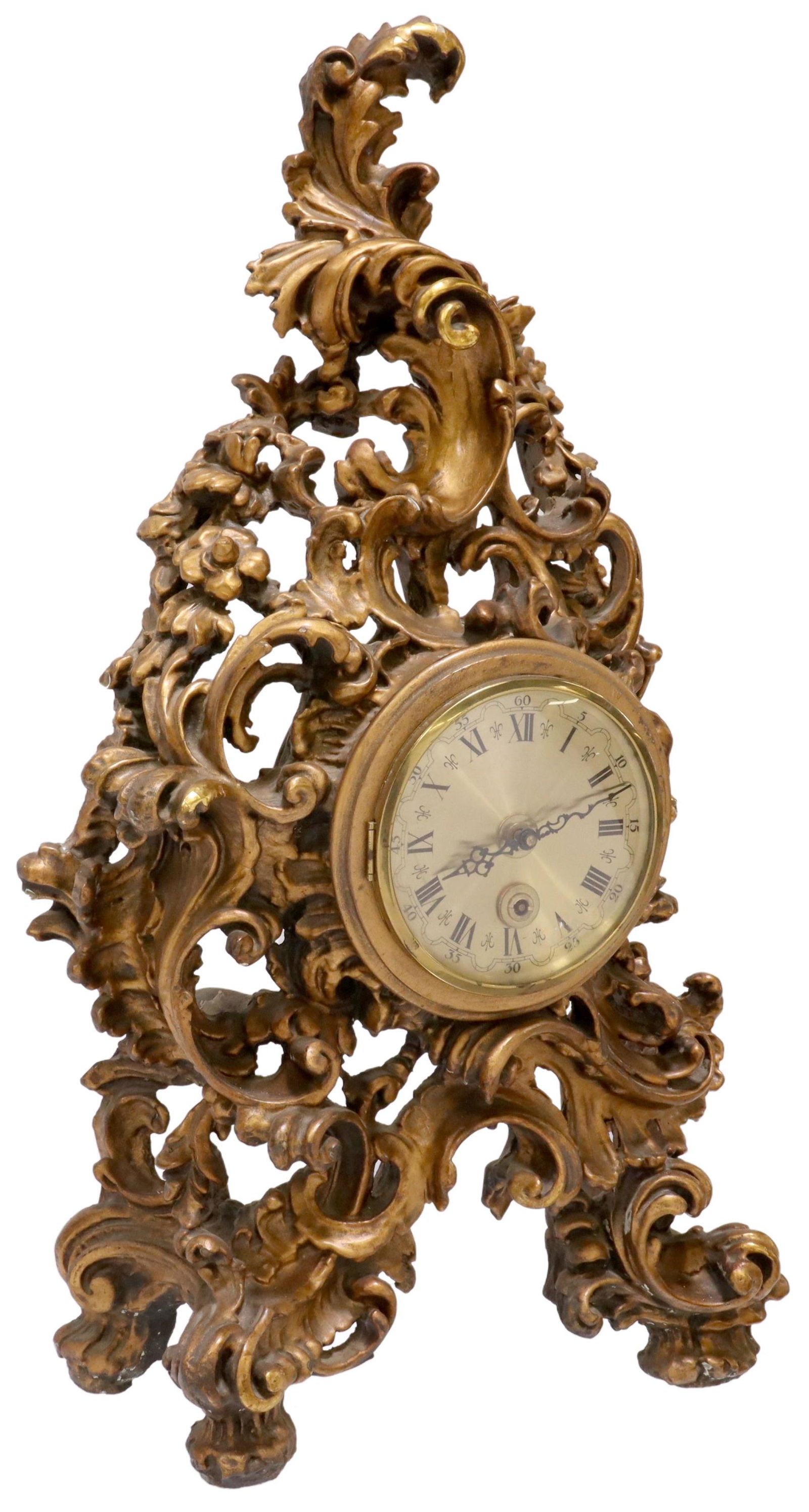 ROCOCO STYLE GILT COMPOSITE SHELF CLOCK (1 of 6)