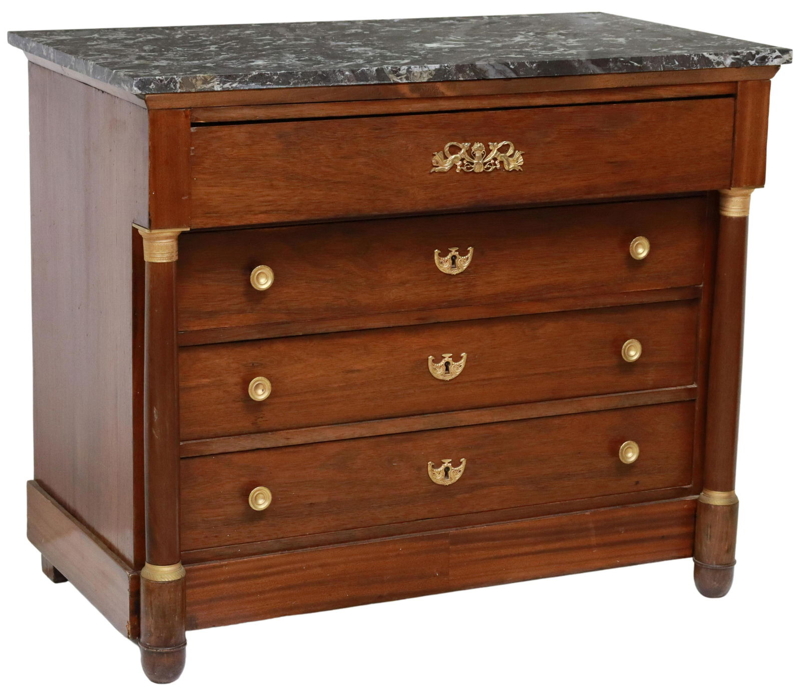 FRENCH EMPIRE STYLE MARBLE-TOP COMMODE (1 of 5)