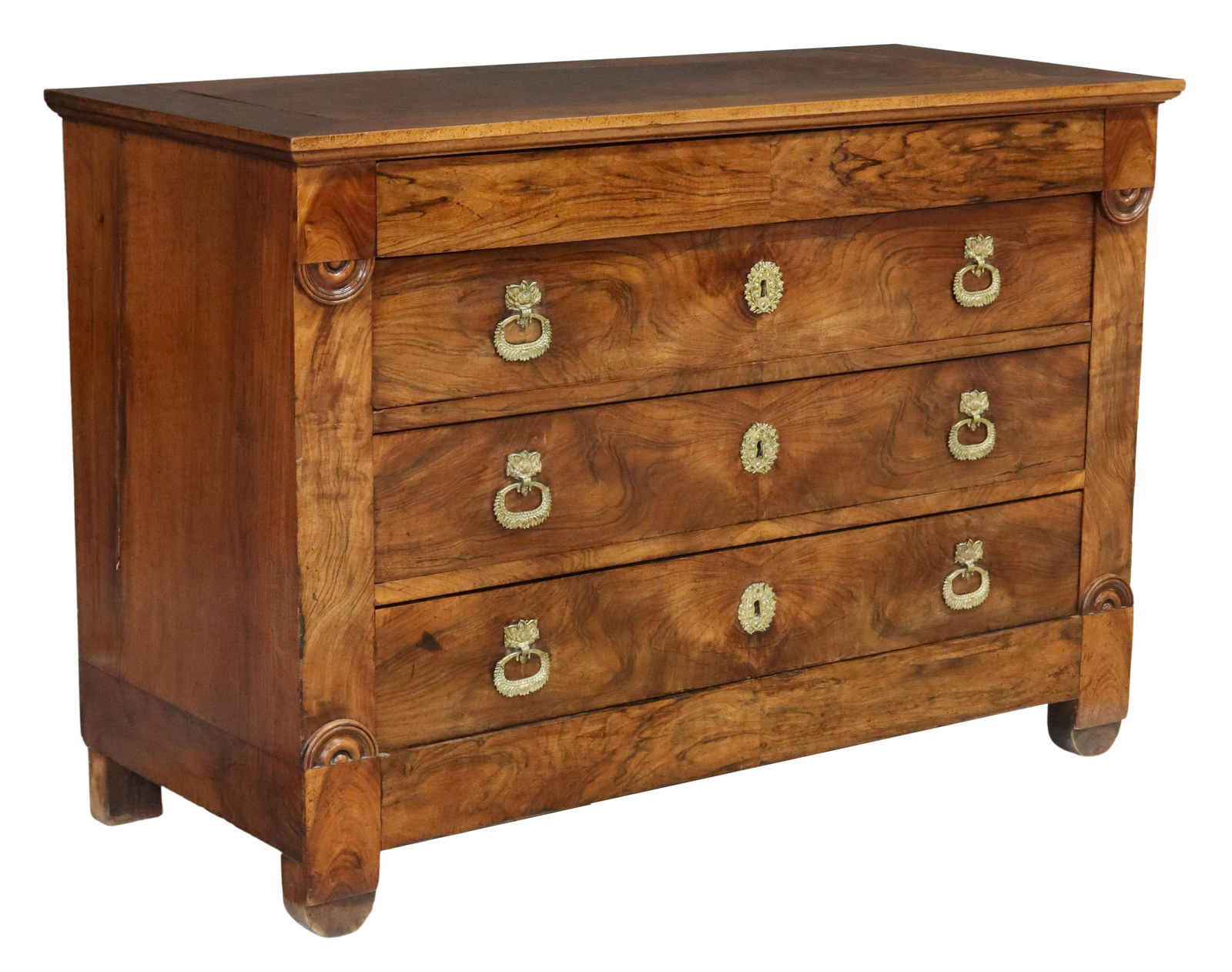 FRENCH EMPIRE STYLE WALNUT FOUR-DRAWER COMMODE (1 of 5)