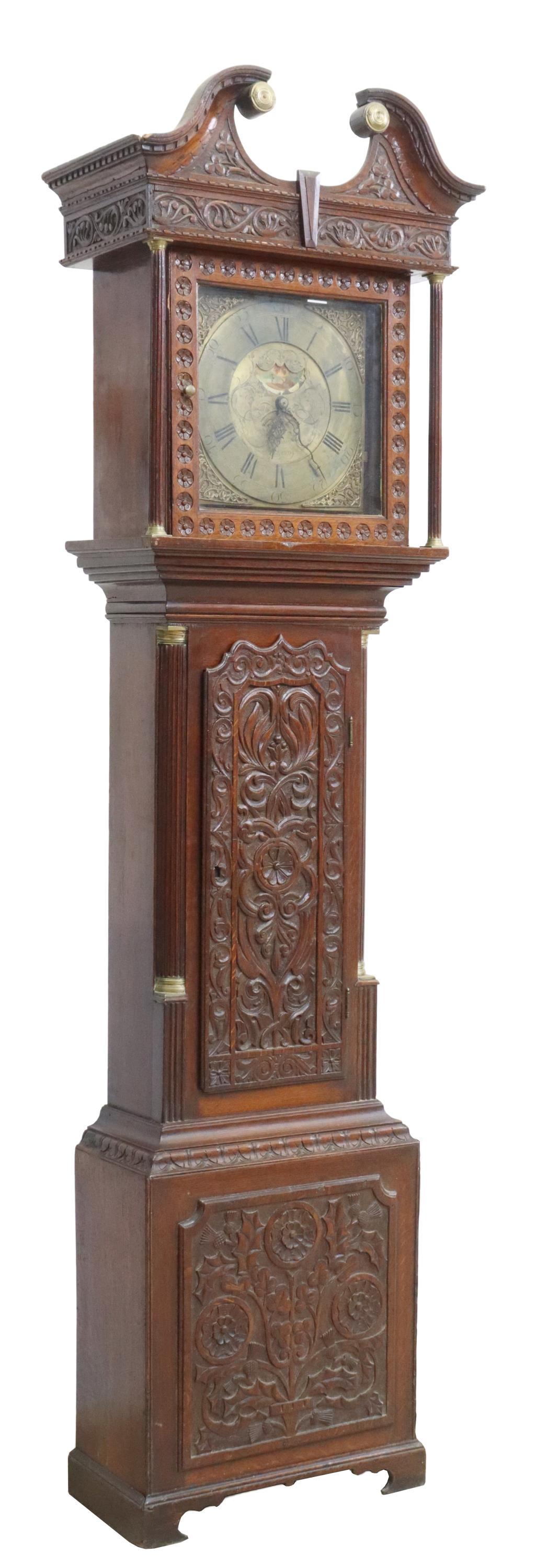 ENGLISH WILLIAM EUBANK CARVED OAK LONGCASE CLOCK (1 of 8)