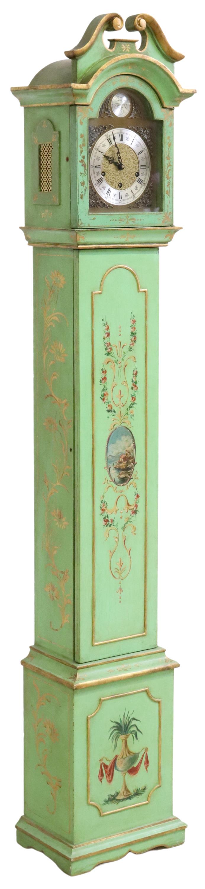 PAINTED CASE CHIMING GRANDMOTHER CLOCK (1 of 8)