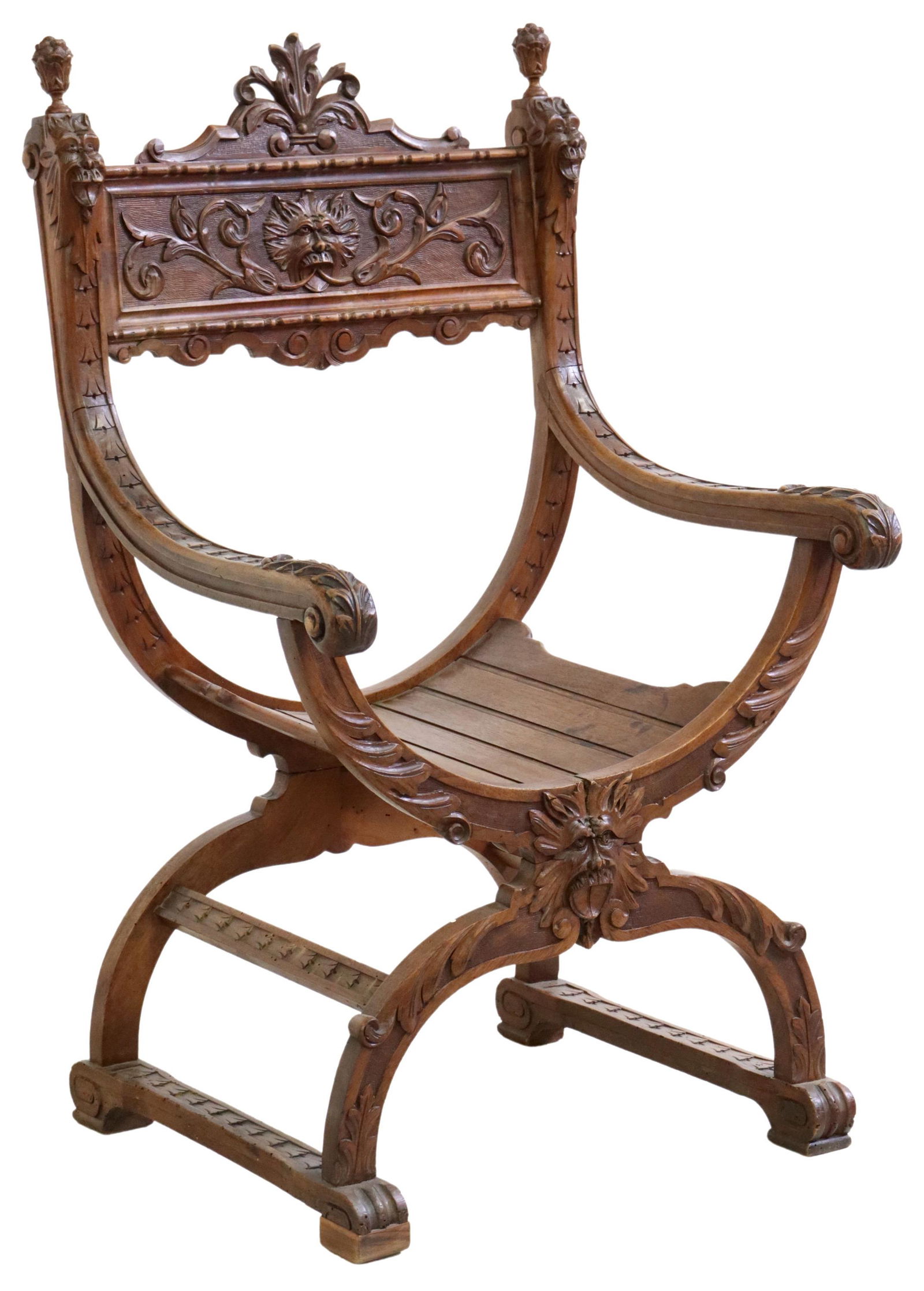 FINELY CARVED FRENCH DAGOBERT CHAIR (1 of 4)