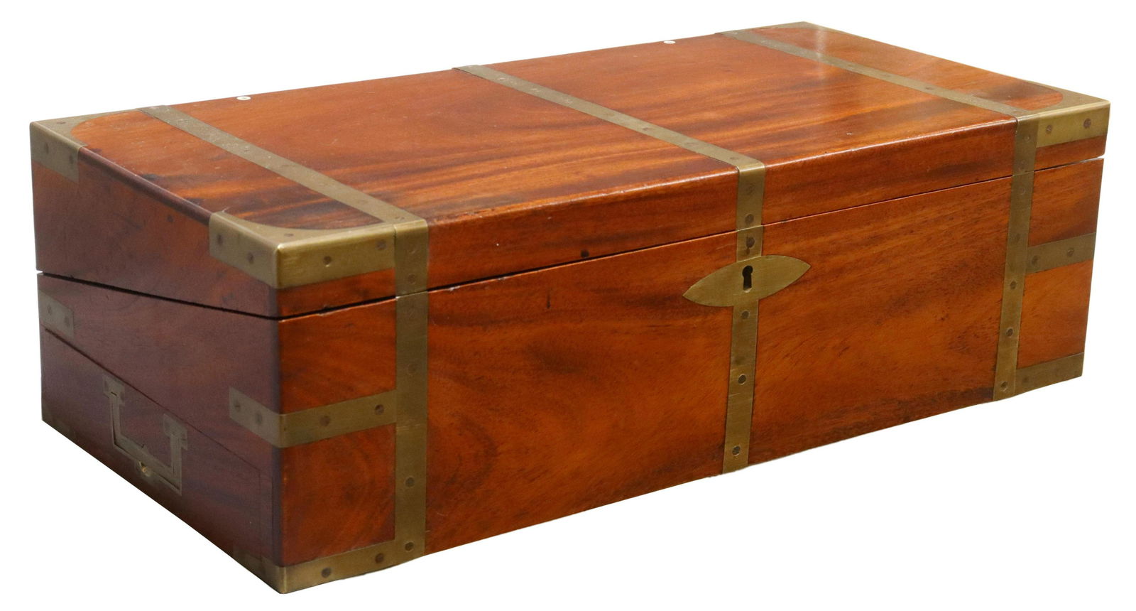 ENGLISH BRASS-MOUNTED MAHOGANY CAMPAIGN LAP DESK (1 of 7)