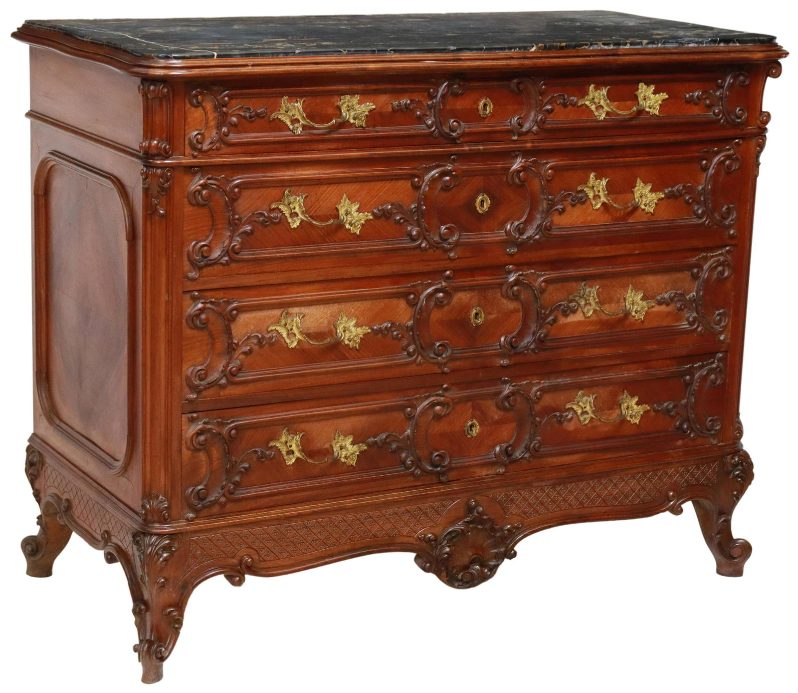 LOUIS XV STYLE MARBLE-TOP COMMODE (1 of 5)