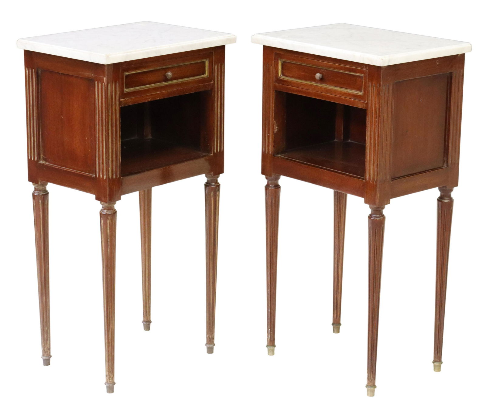 (2) LOUIS XVI STYLE MARBLE-TOP BEDSIDE CABINETS (1 of 6)