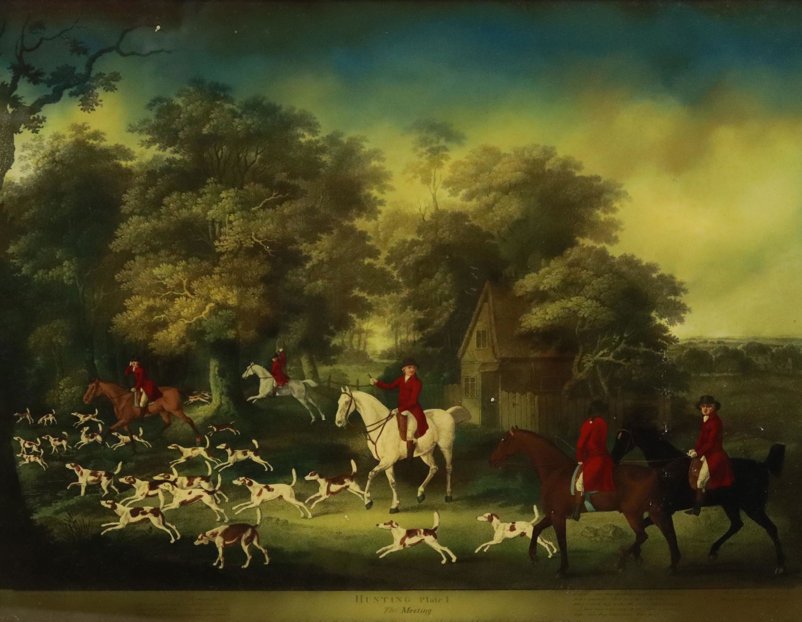 FRAMED PRINT EQUESTRIAN HUNT WITH FOXHOUNDS (1 of 3)